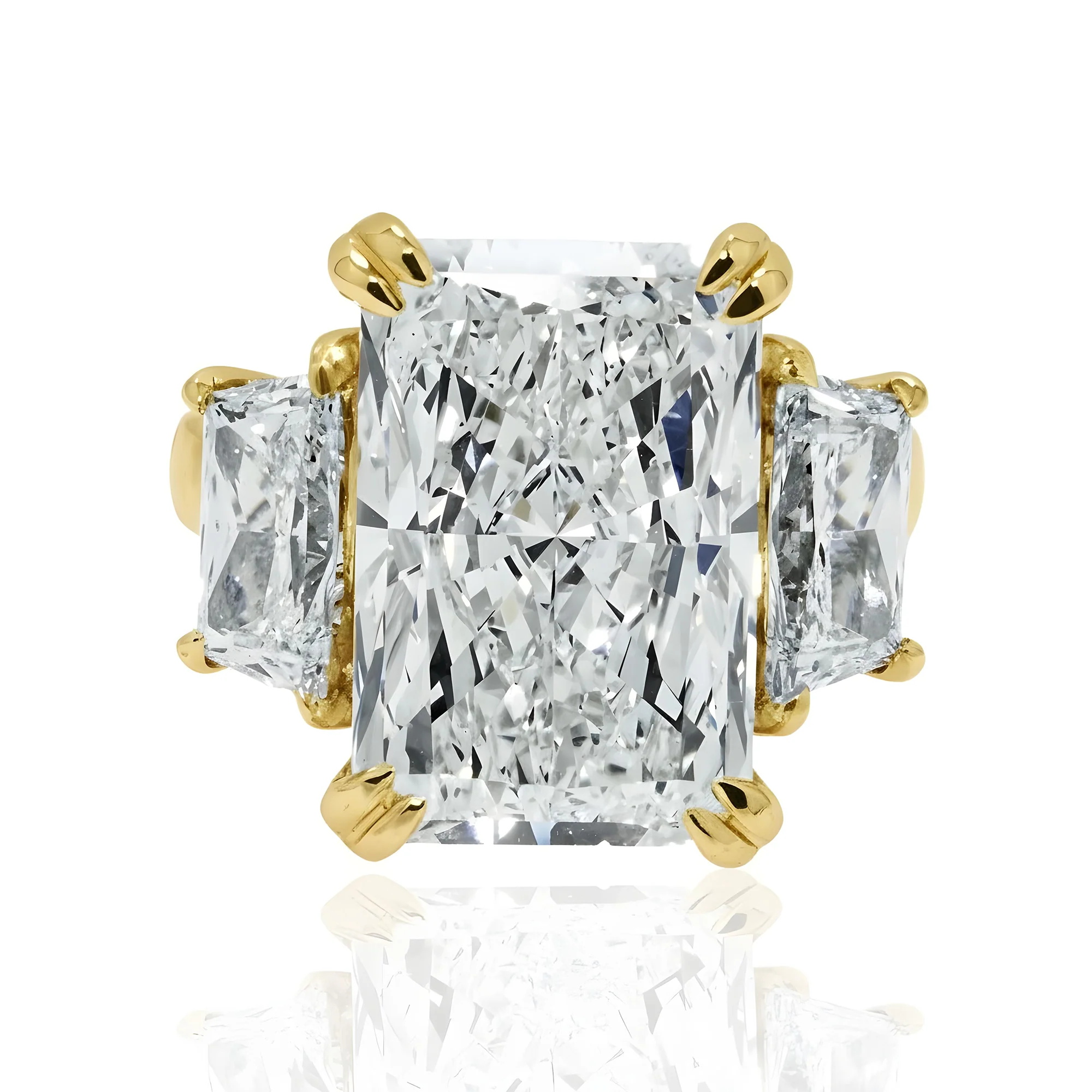 Platinum 11.24ct Radiant Cut Triple Diamond Engagement Ring 13.44ctw - Image 7