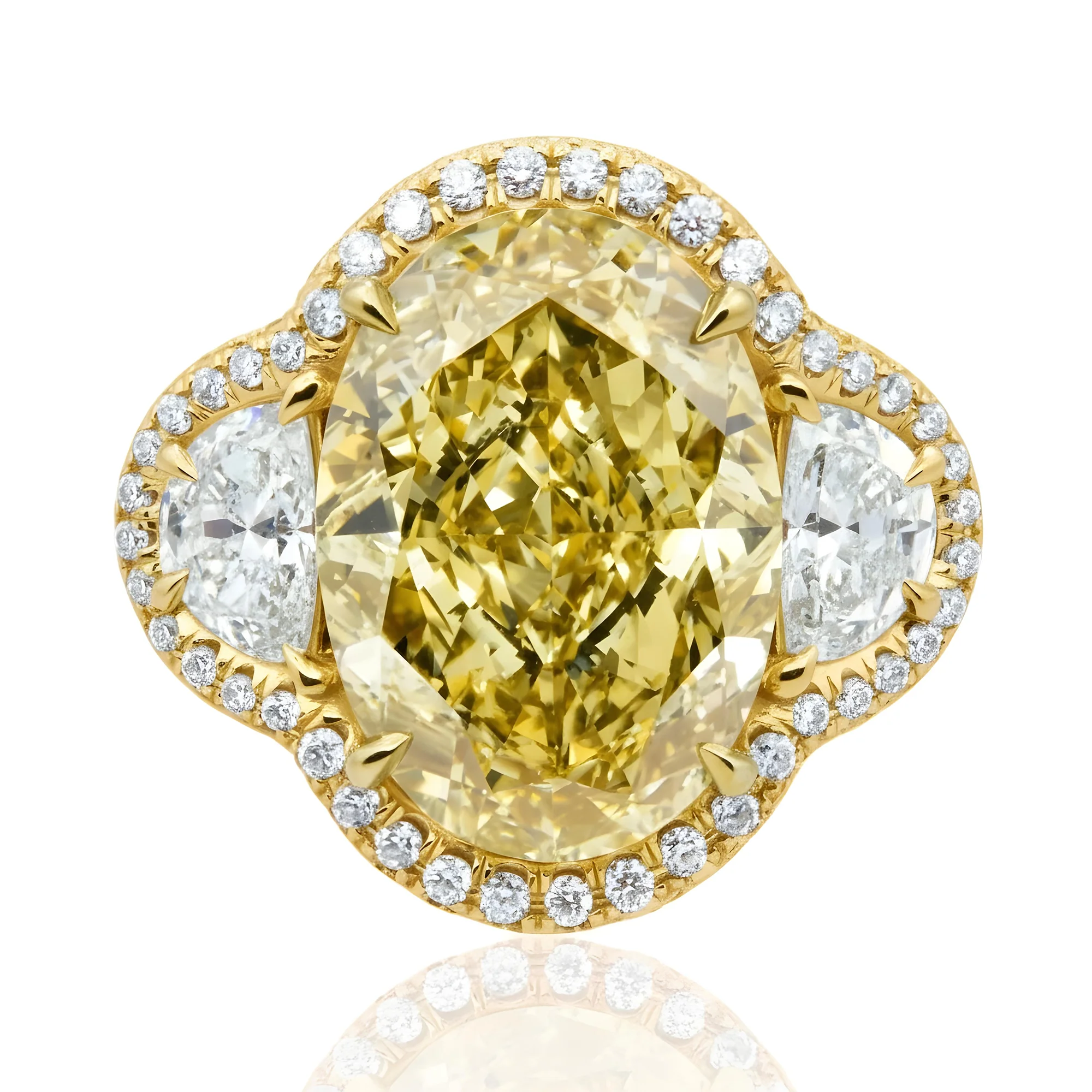 Platinum 11.25ct Oval Cut Fancy Yellow Diamond Ring 12.85ctw - Image 7