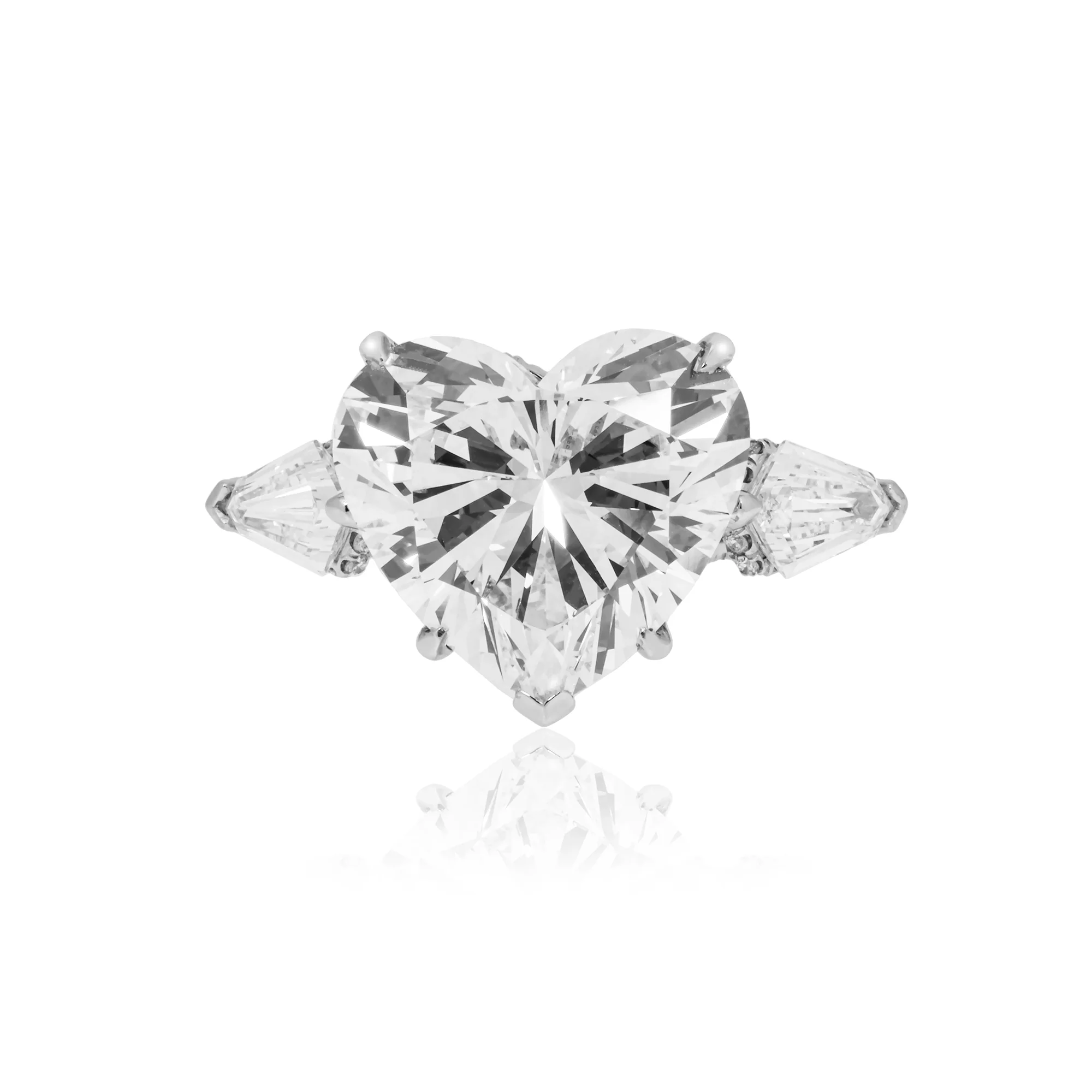Platinum 11.46ct Heart Cut Diamond Engagement Ring 13.91ctw - Image 7