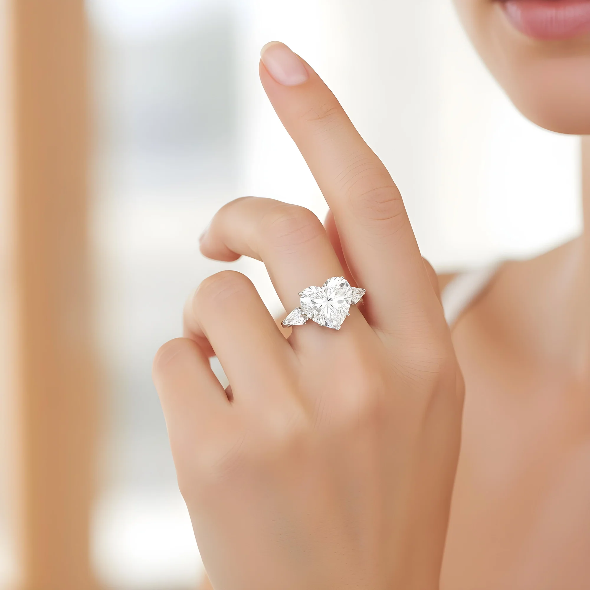 Platinum 11.46ct Heart Cut Diamond Engagement Ring 13.91ctw - Image 9
