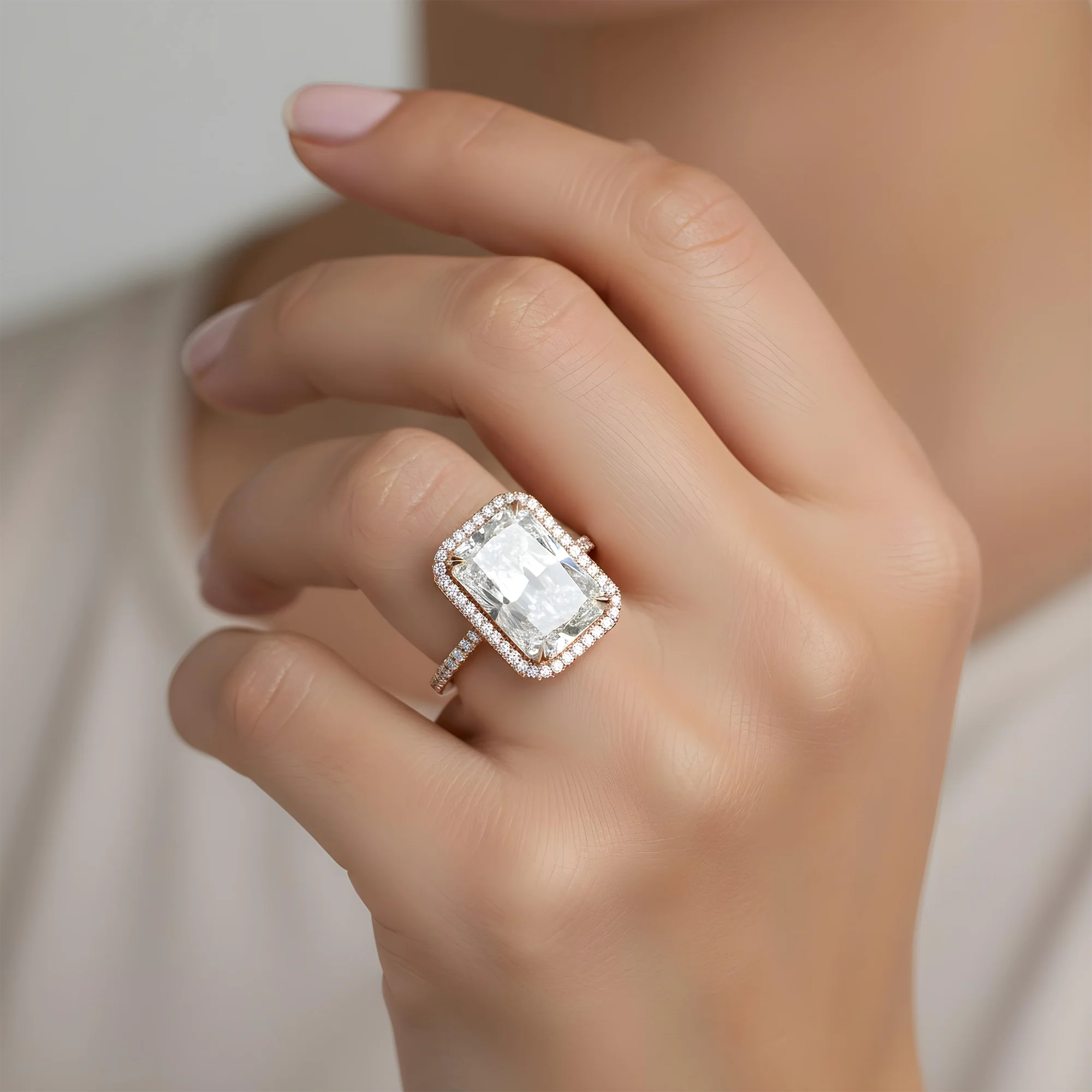 Platinum 12.20ct Radiant Cut Diamond Engagement Ring 13.20ctw - Image 10