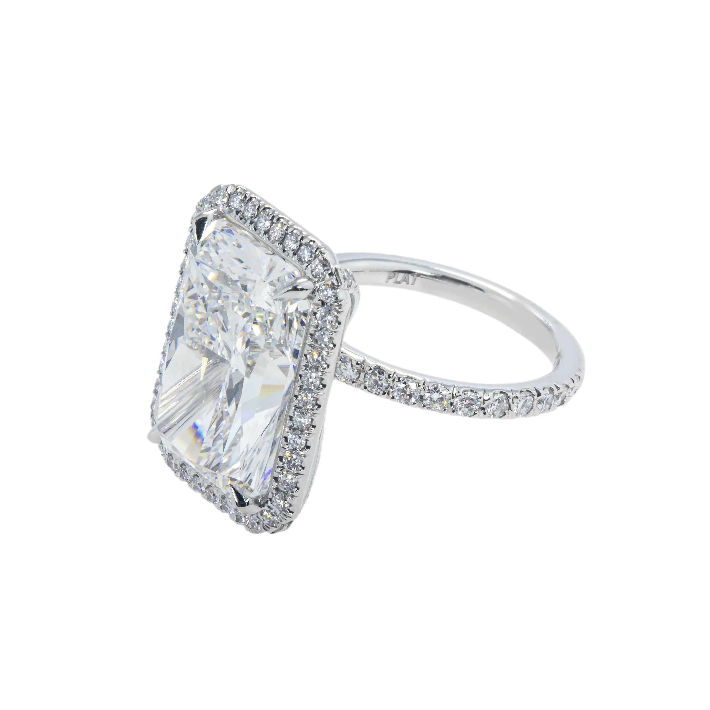 Platinum 12.20ct Radiant Cut Diamond Engagement Ring 13.20ctw - Image 6