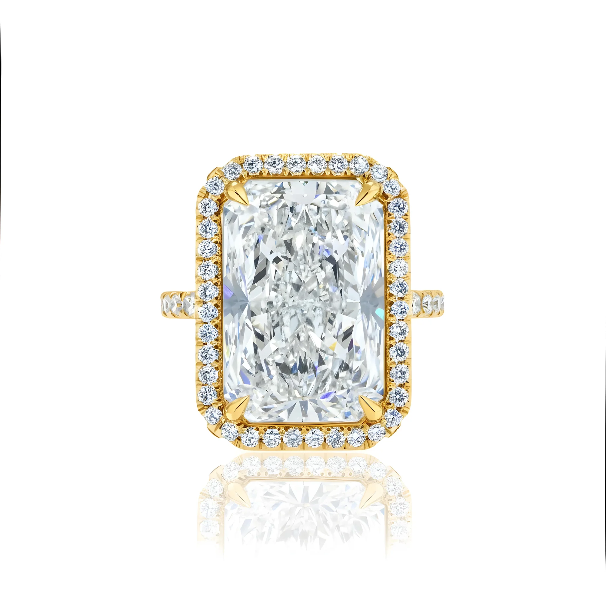 Platinum 12.20ct Radiant Cut Diamond Engagement Ring 13.20ctw - Image 7