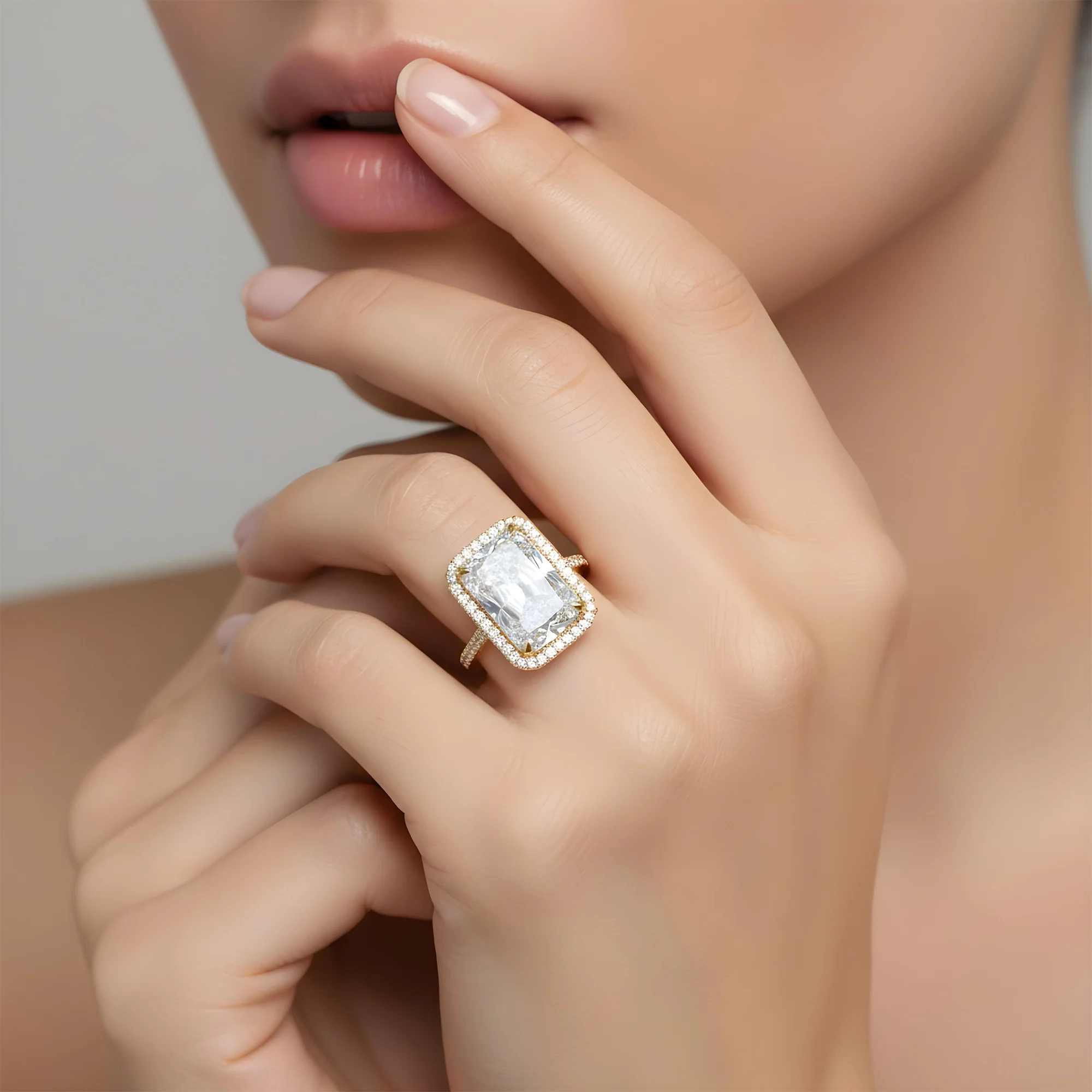 Platinum 12.20ct Radiant Cut Diamond Engagement Ring 13.20ctw - Image 8