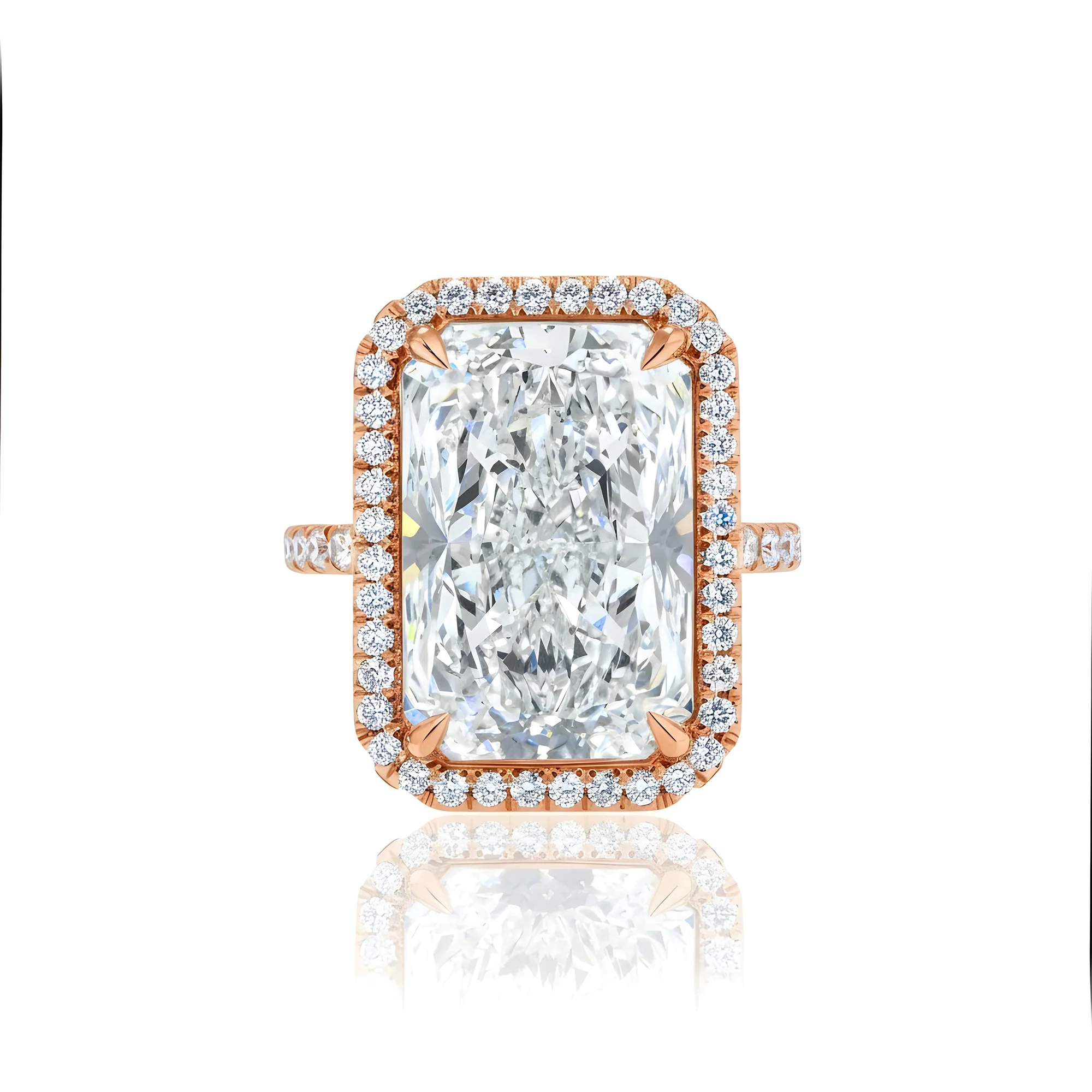 Platinum 12.20ct Radiant Cut Diamond Engagement Ring 13.20ctw - Image 9