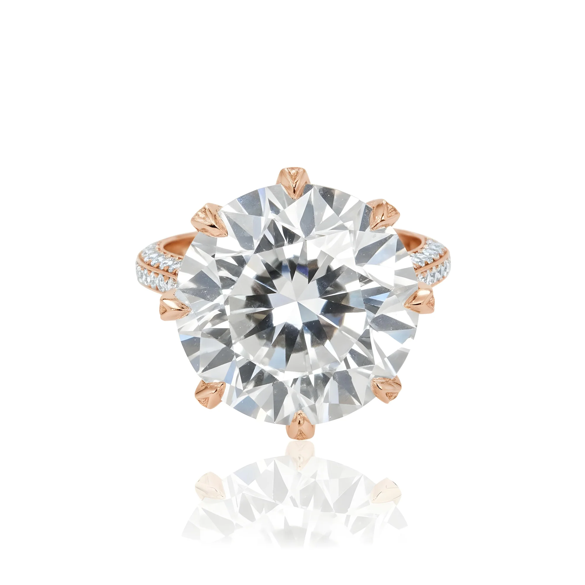 Platinum 13.65ct Round Diamond Engagement Ring 14.61ctw - Image 8