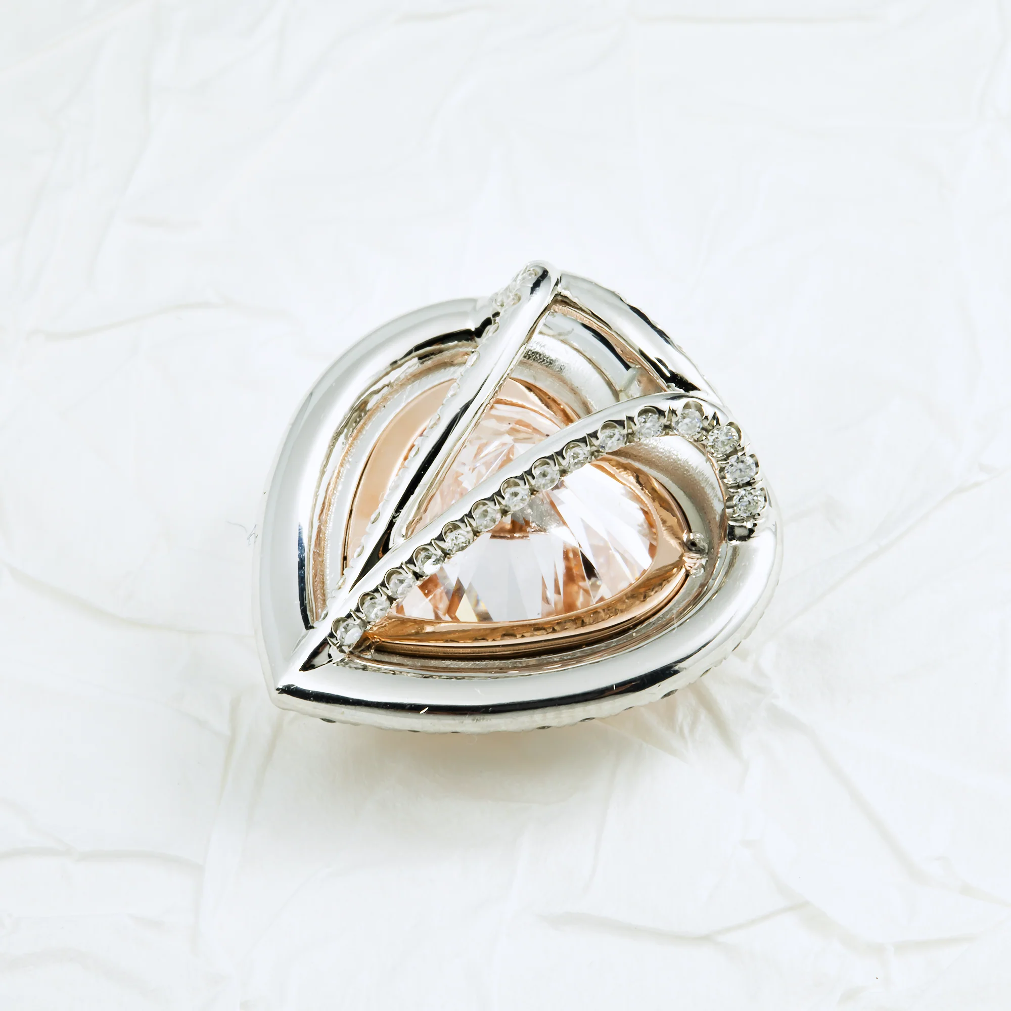 Platinum & 14K White Gold Heart Cut Fancy Pink Diamond Necklace 11.23ct - Image 5