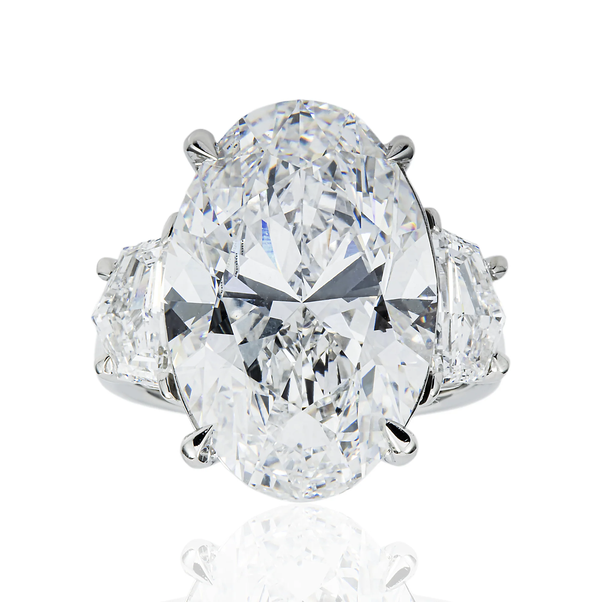 Platinum 15.25ct Oval Cut Diamond Engagement Ring 17.14ctw