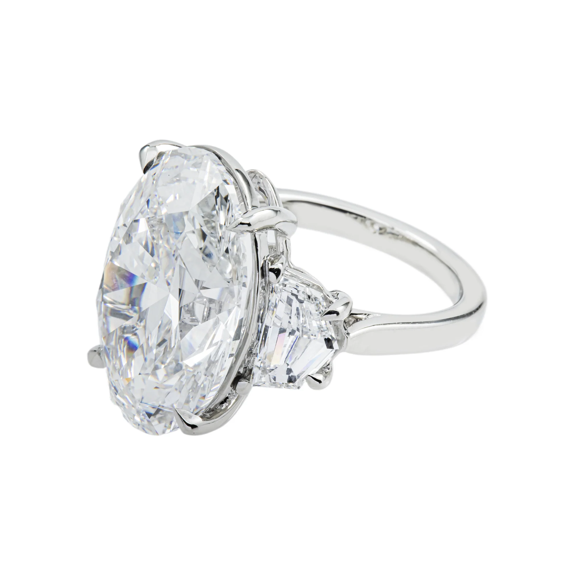 Platinum 15.25ct Oval Cut Diamond Engagement Ring 17.14ctw - Image 6
