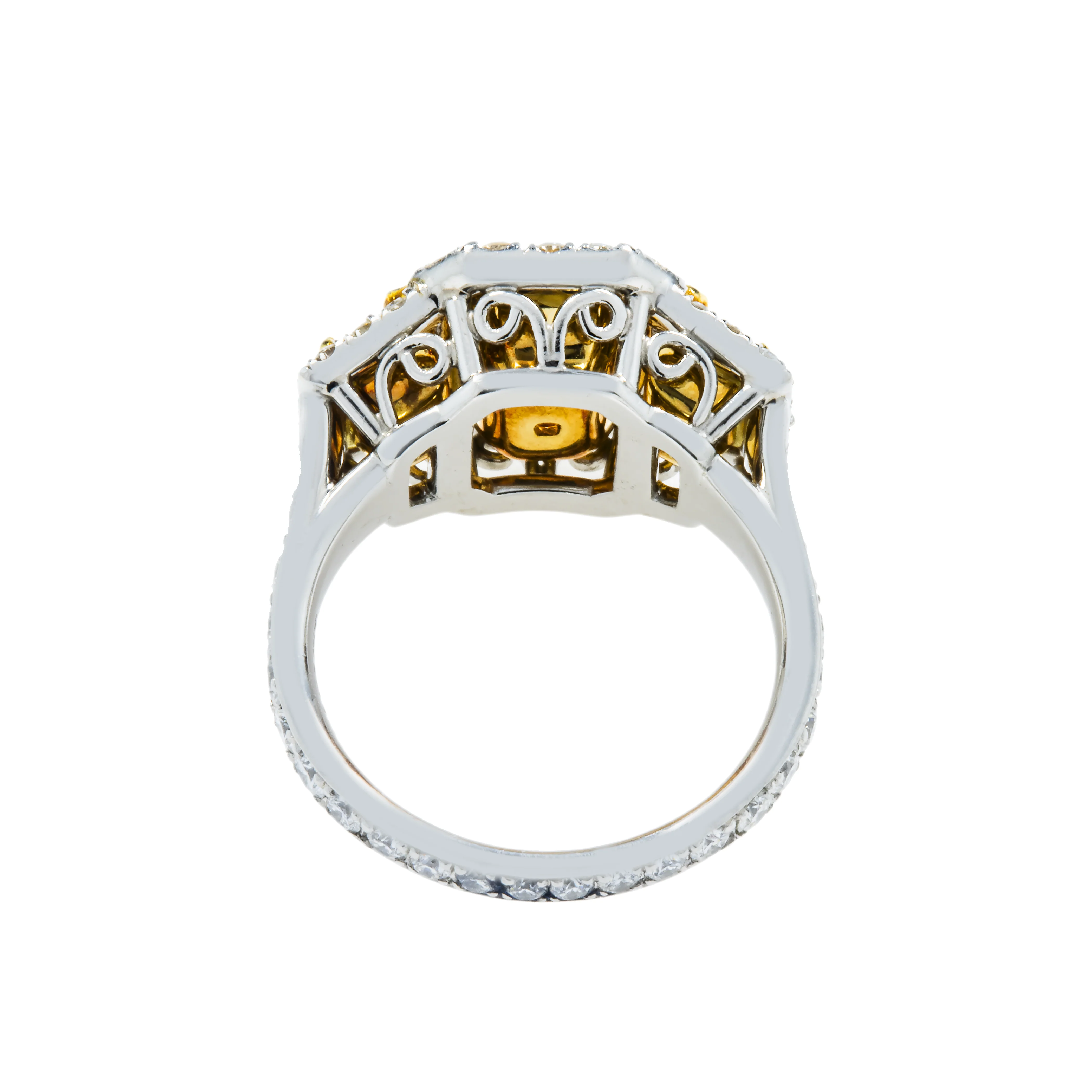 Platinum 2.01 Radiant Cut Canary Yellow Diamond Ring 5.17ctw - Image 4