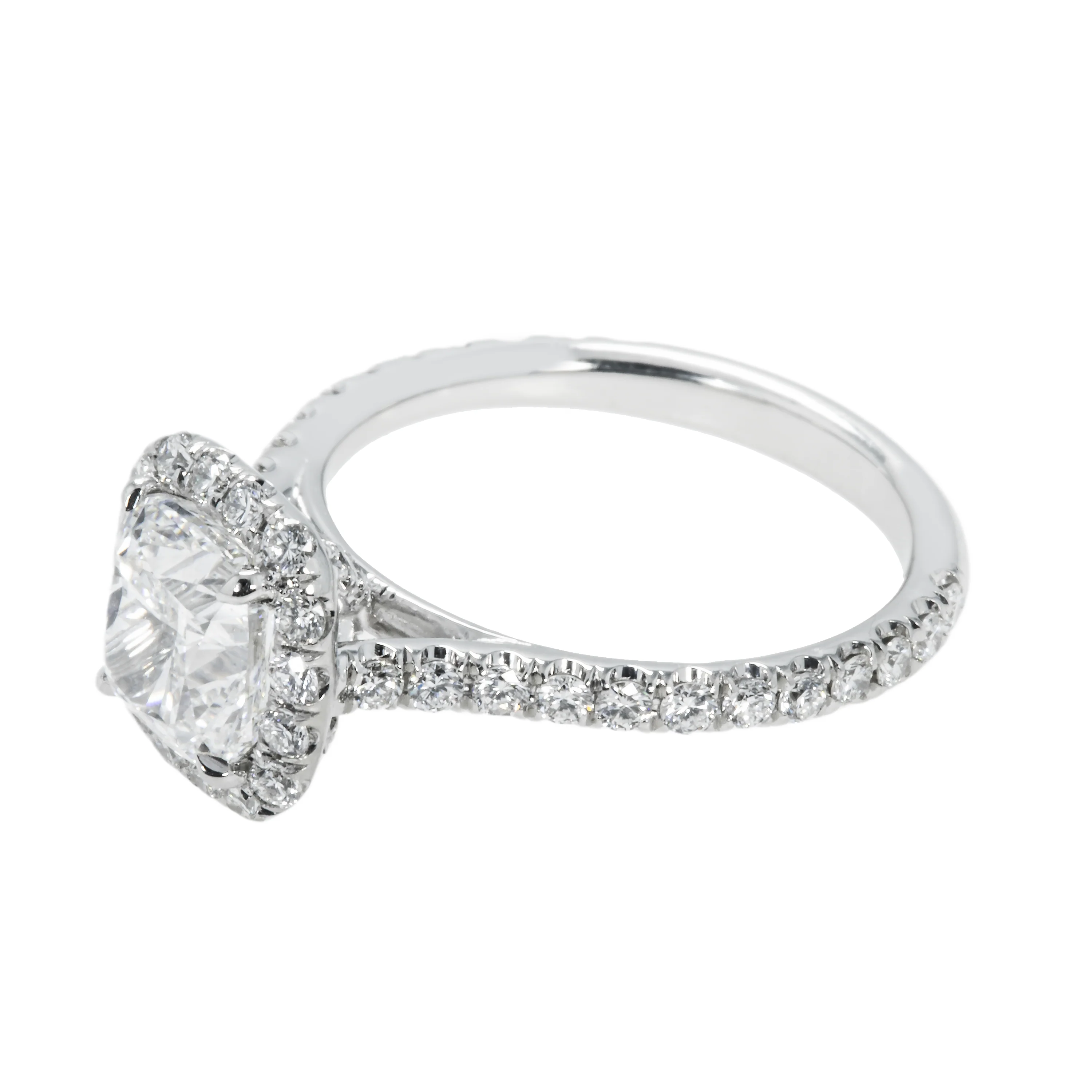 GIA Platinum 2.01ct Cushion Cut Diamond Engagement Ring W/ Halo 2.86ctw - Image 6
