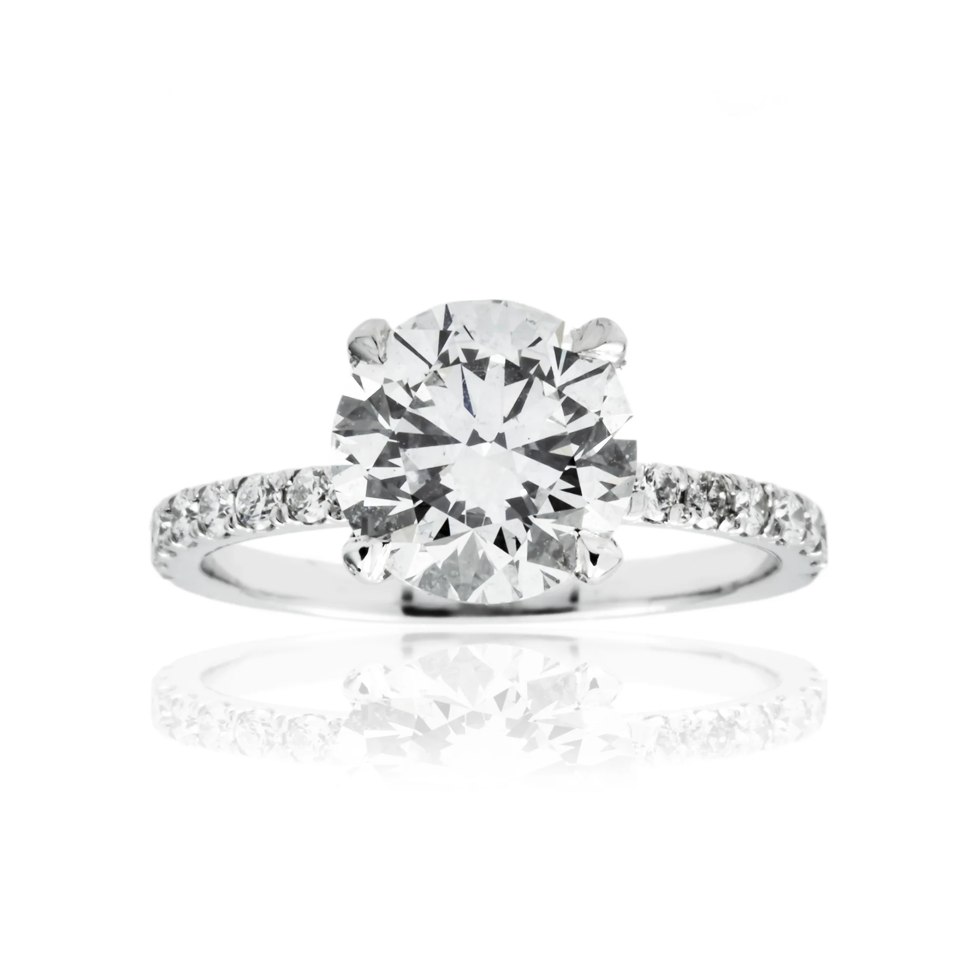 Platinum 2.18ct Round Diamond Engagement Ring 2.58ctw