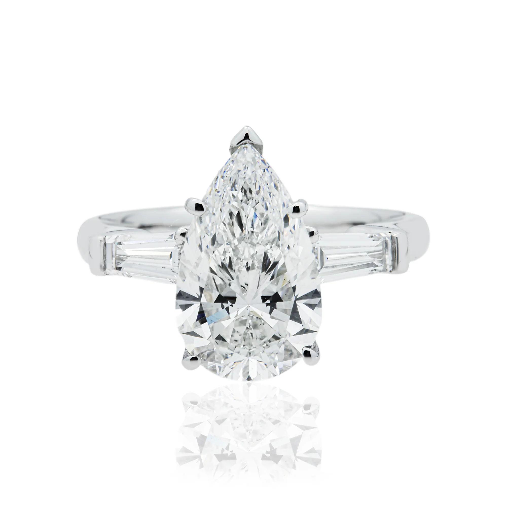 Platinum 2.88ct Pear Diamond Engagement Ring 3.48ctw
