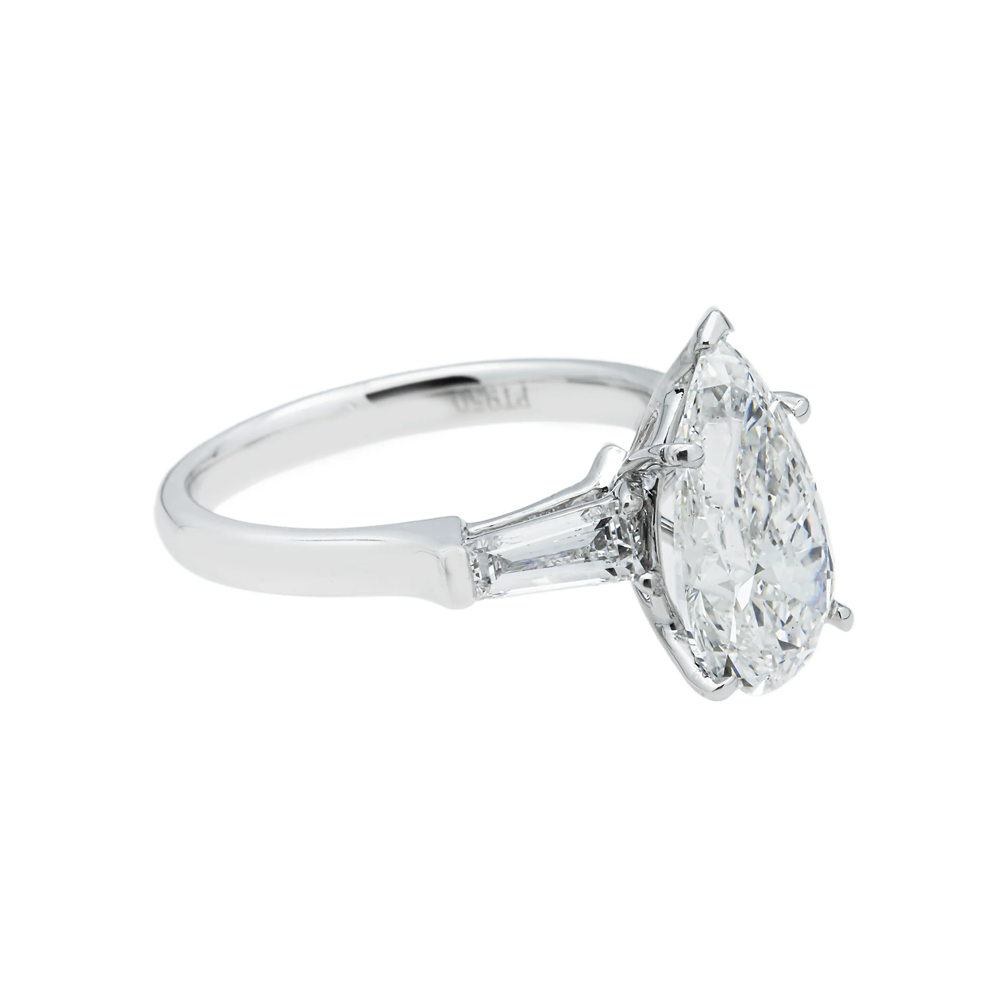 Platinum 2.88ct Pear Diamond Engagement Ring 3.48ctw - Image 3