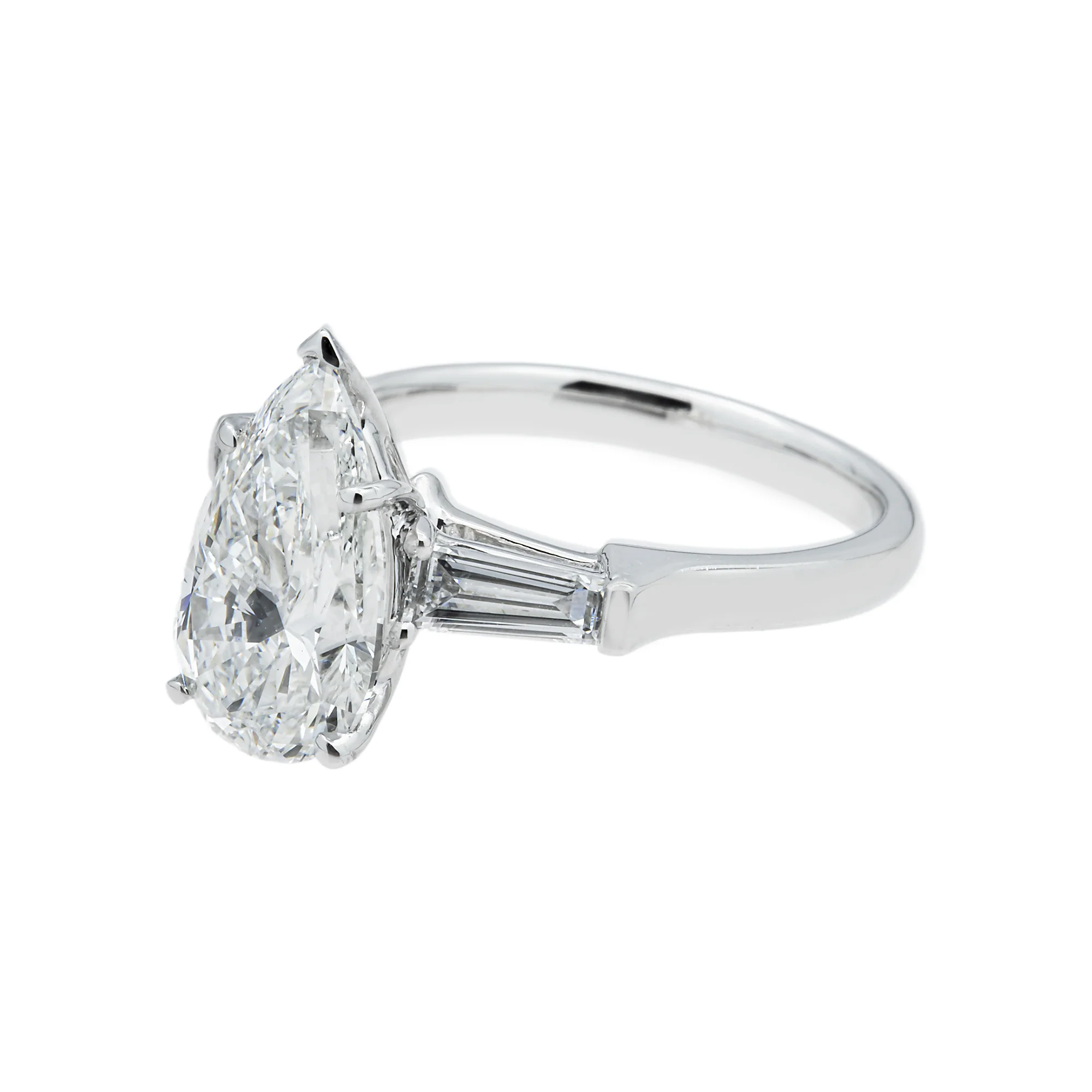 Platinum 2.88ct Pear Diamond Engagement Ring 3.48ctw - Image 4