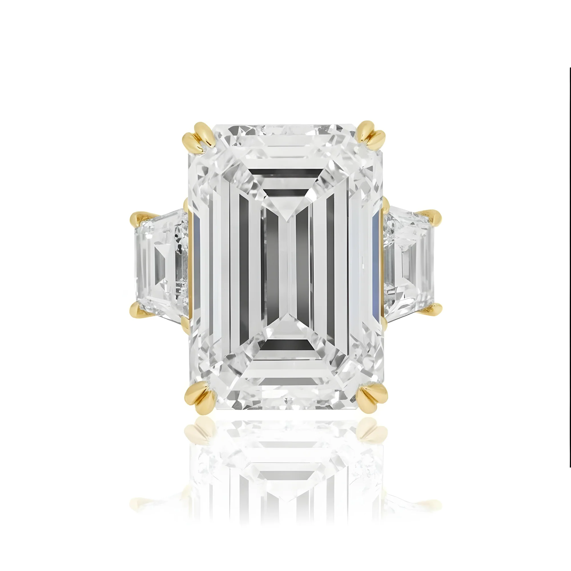 Platinum 20.0ct Triple Emerald Cut Diamond Engagement Ring 21.96ctw - Image 10