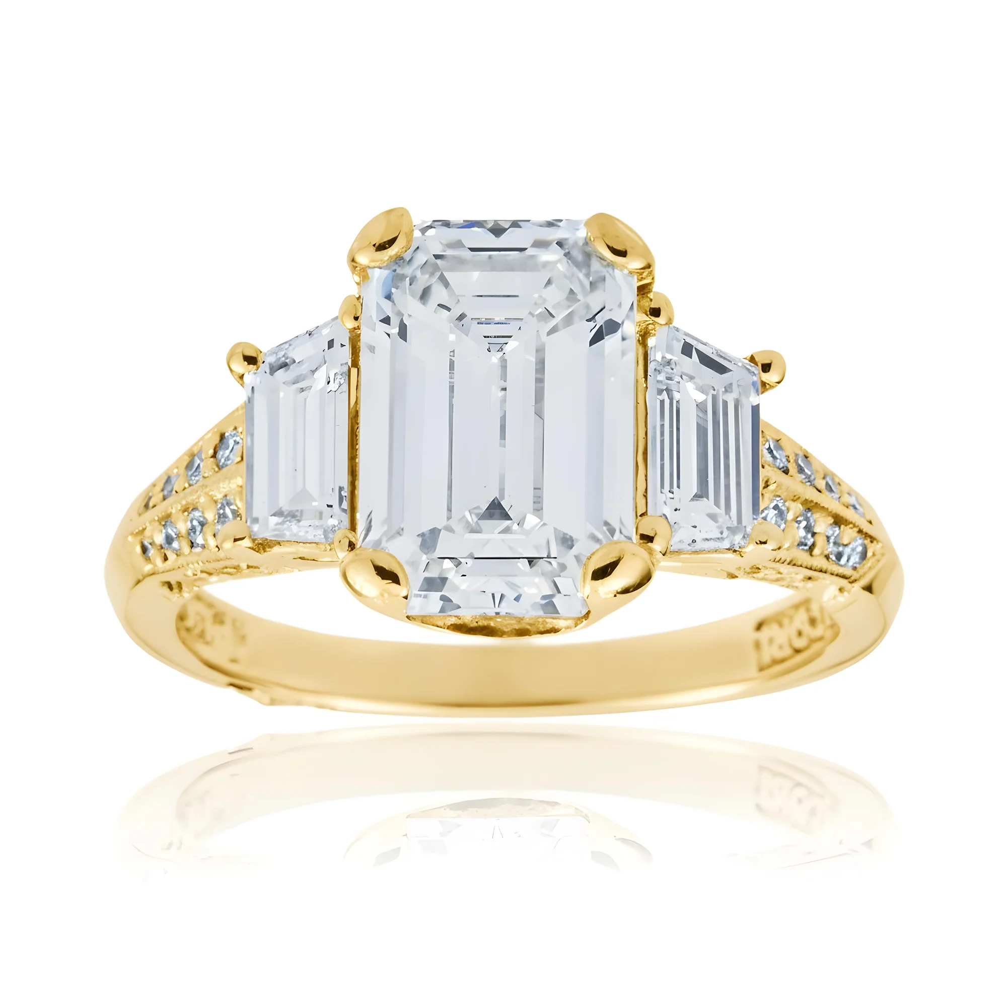 GIA Platinum 3.07ct Emerald Cut Diamond Engagement Ring 4.27ctw - Image 8