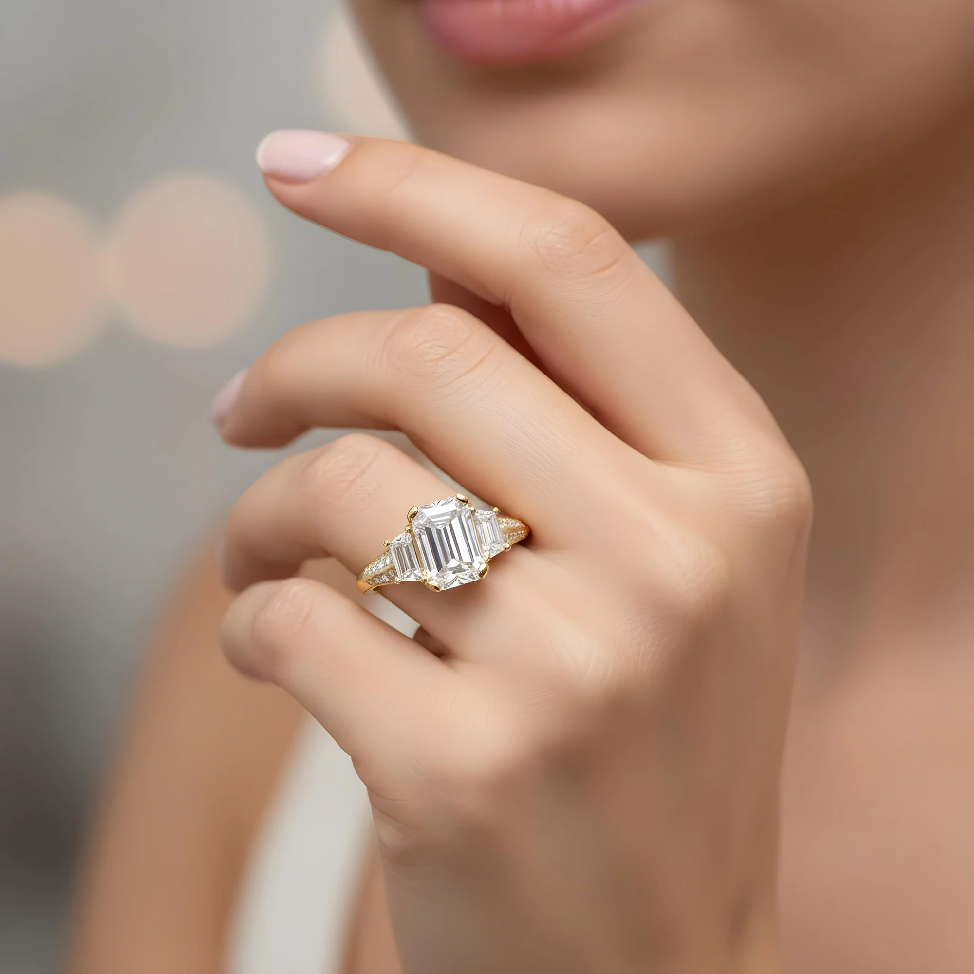 GIA Platinum 3.07ct Emerald Cut Diamond Engagement Ring 4.27ctw - Image 9