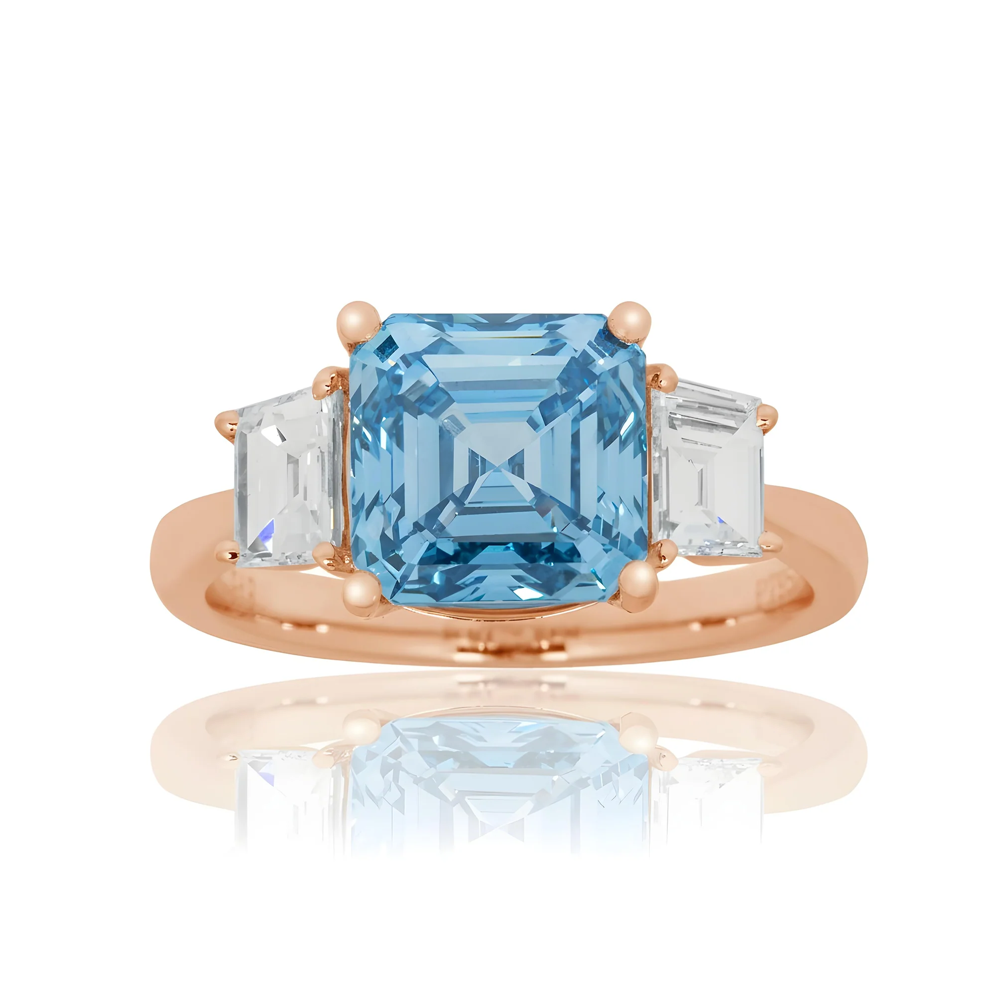 Platinum 3.0ct Fancy Vivid Blue Asscher Cut Diamond Ring 3.62ctw - Image 11