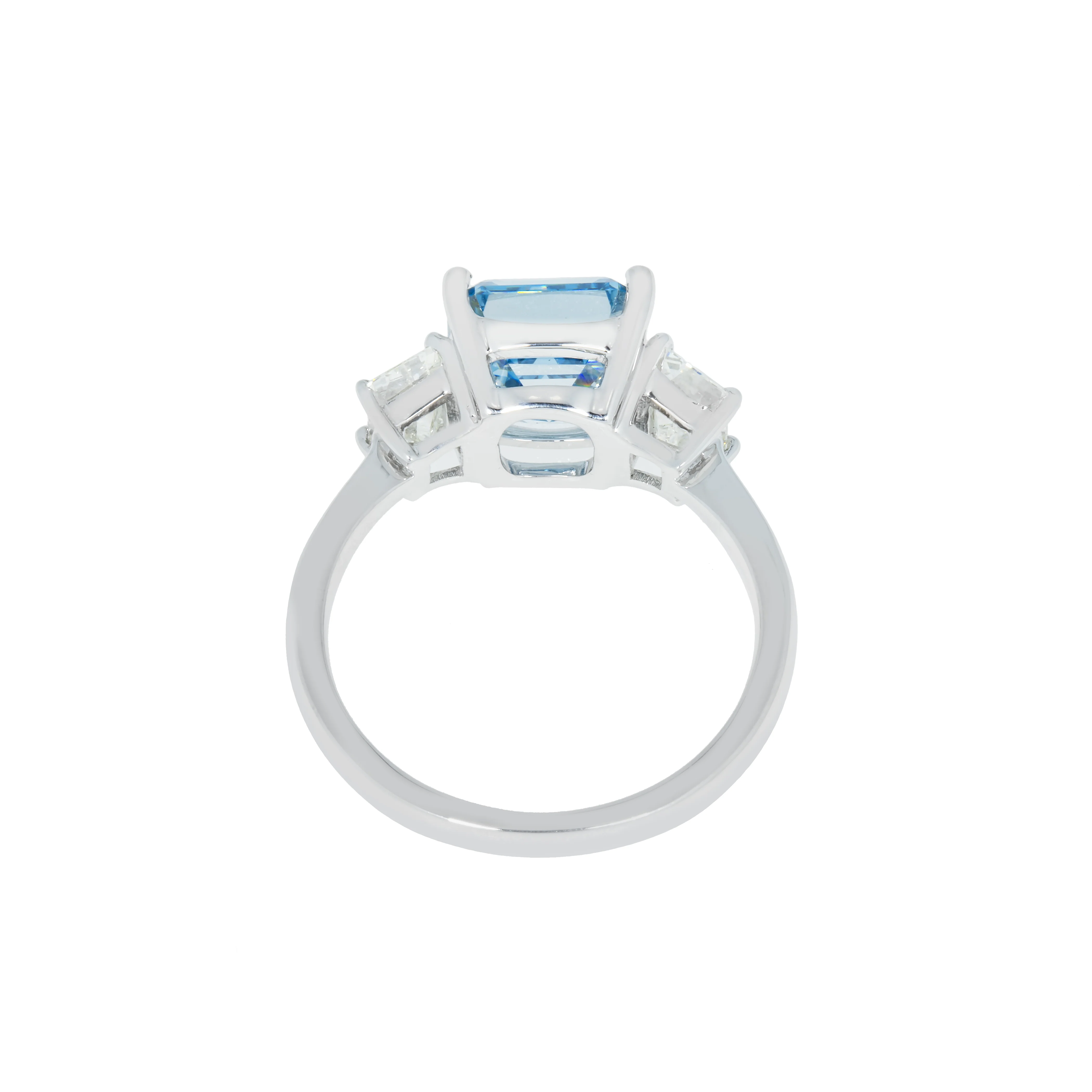 Platinum 3.0ct Fancy Vivid Blue Asscher Cut Diamond Ring 3.62ctw - Image 4