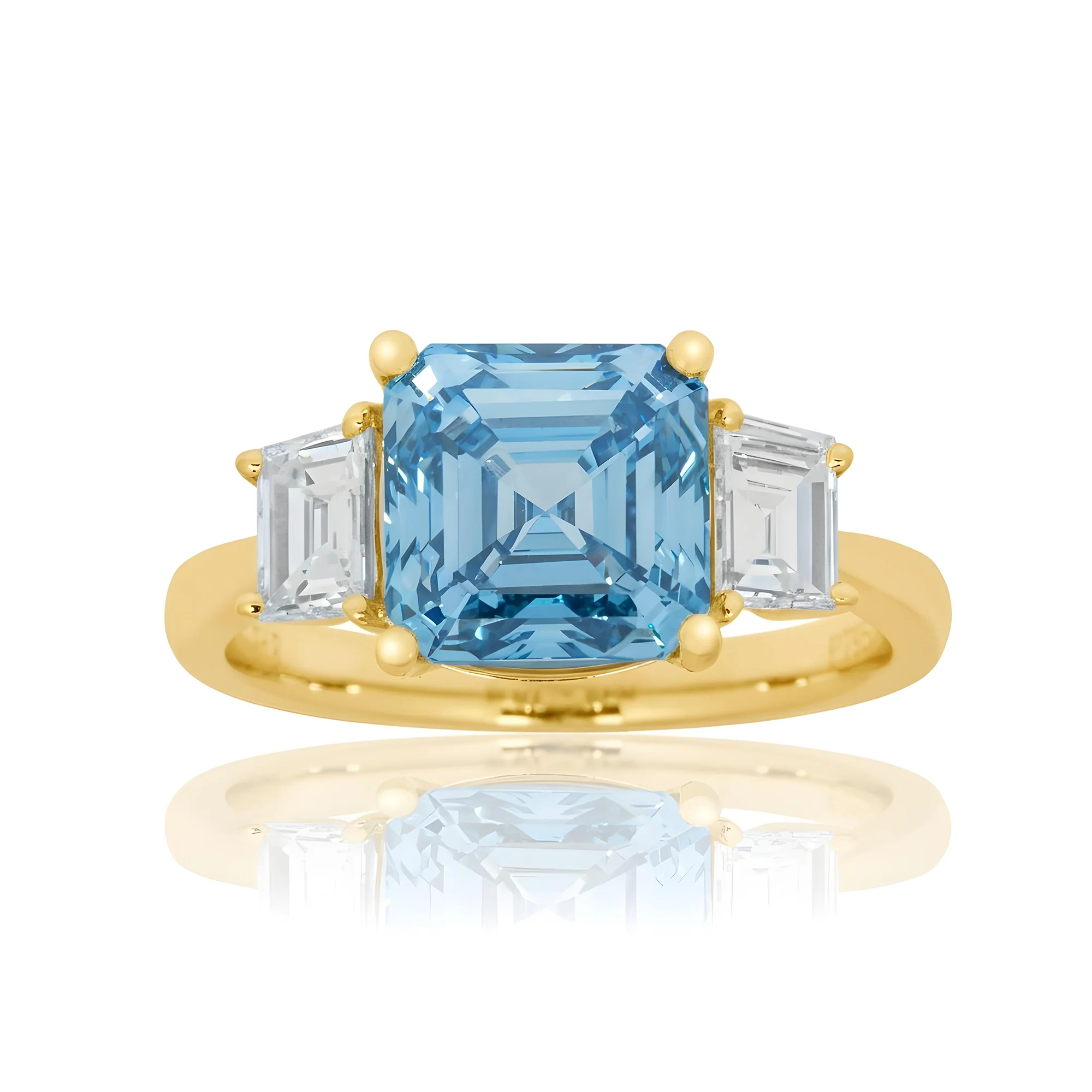 Platinum 3.0ct Fancy Vivid Blue Asscher Cut Diamond Ring 3.62ctw - Image 9