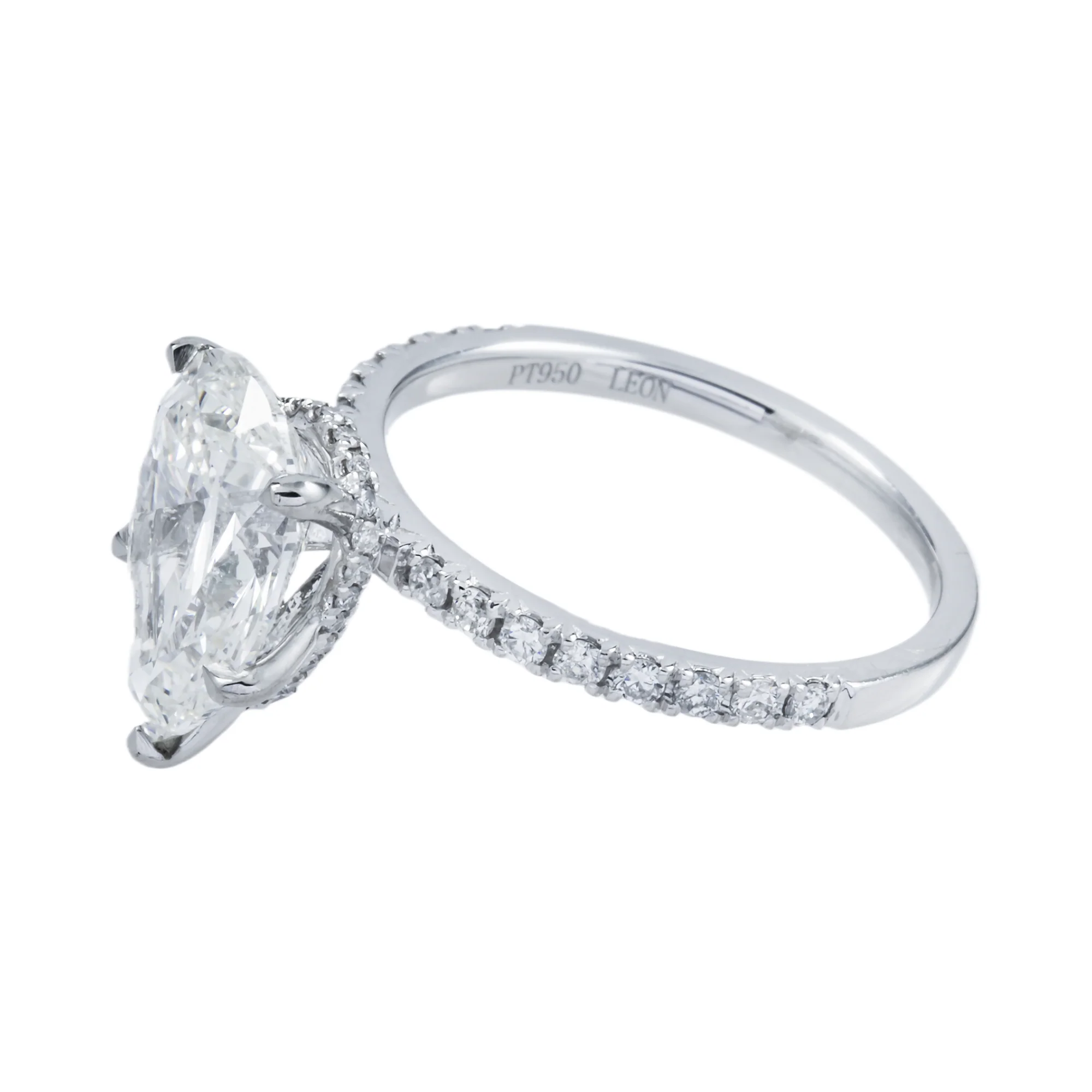 GIA Platinum 3.30ct Pear Cut Diamond Engagement Ring 3.63ctw - Image 4