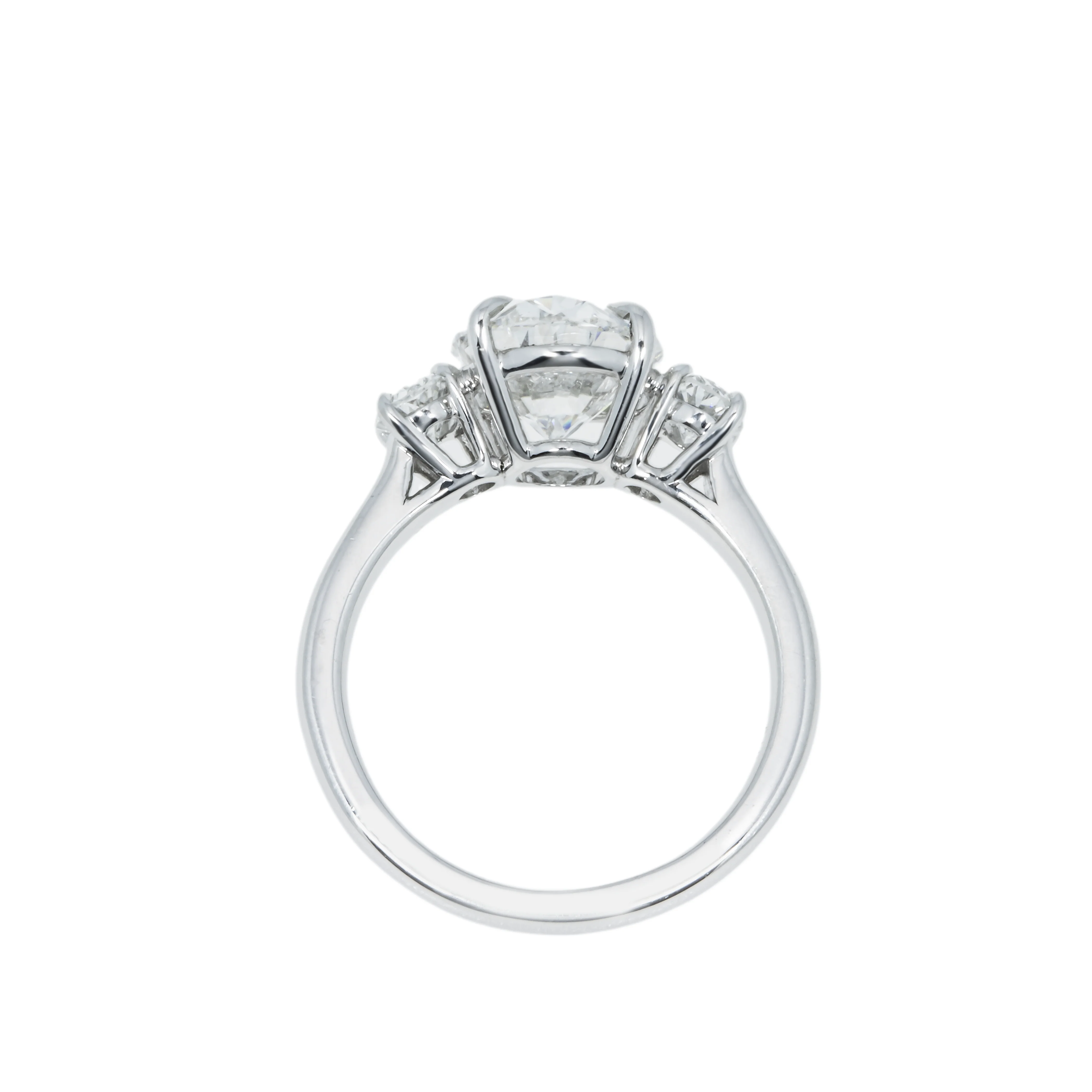 Platinum 3.33ct Triple Oval Cut Diamond Engagement Ring 4.03ctw - Image 5