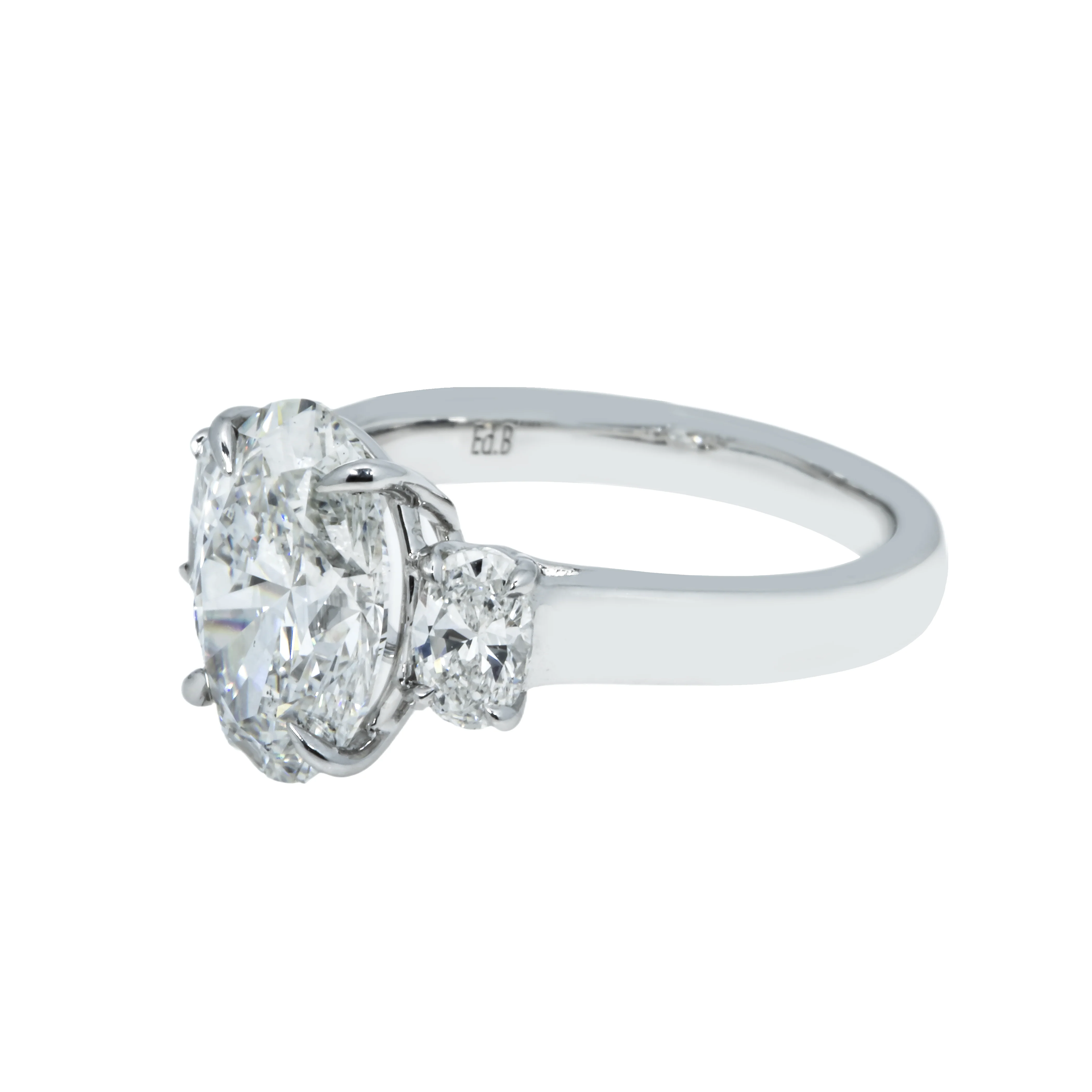 Platinum 3.33ct Triple Oval Cut Diamond Engagement Ring 4.03ctw - Image 6