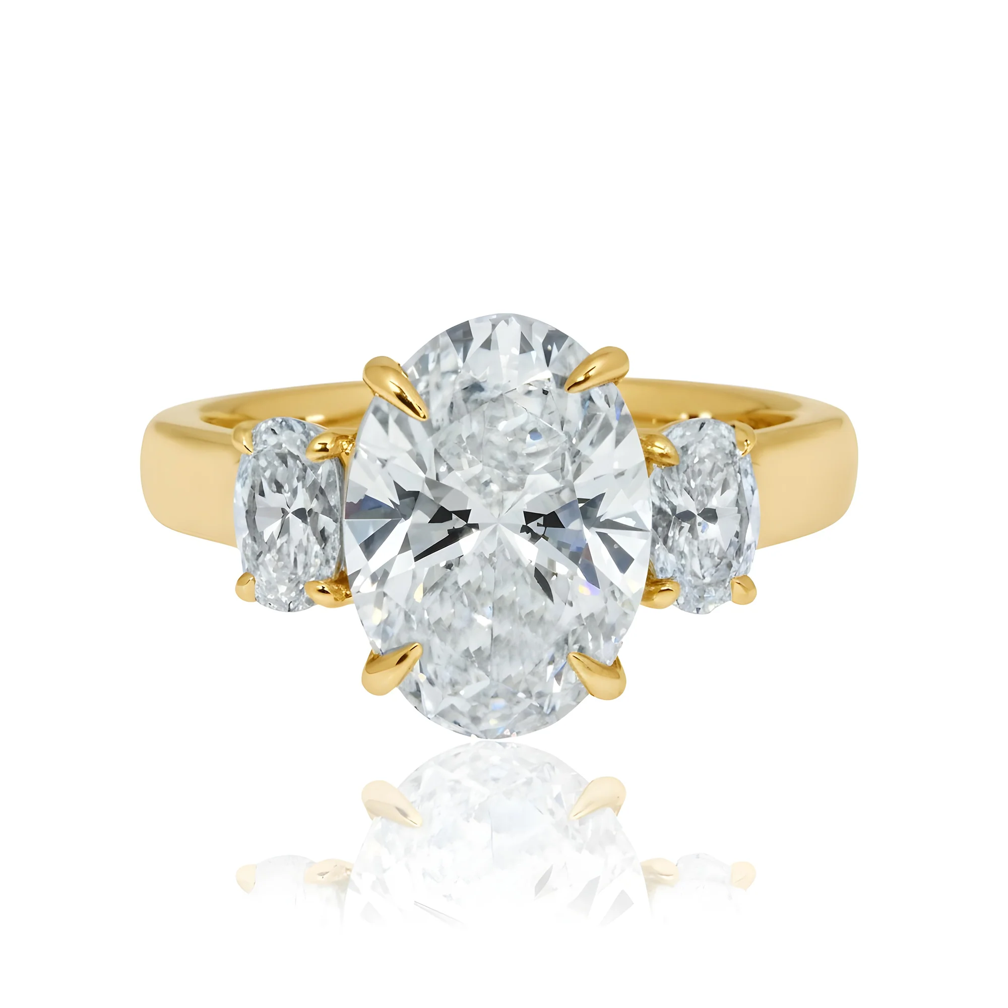 Platinum 3.33ct Triple Oval Cut Diamond Engagement Ring 4.03ctw - Image 7