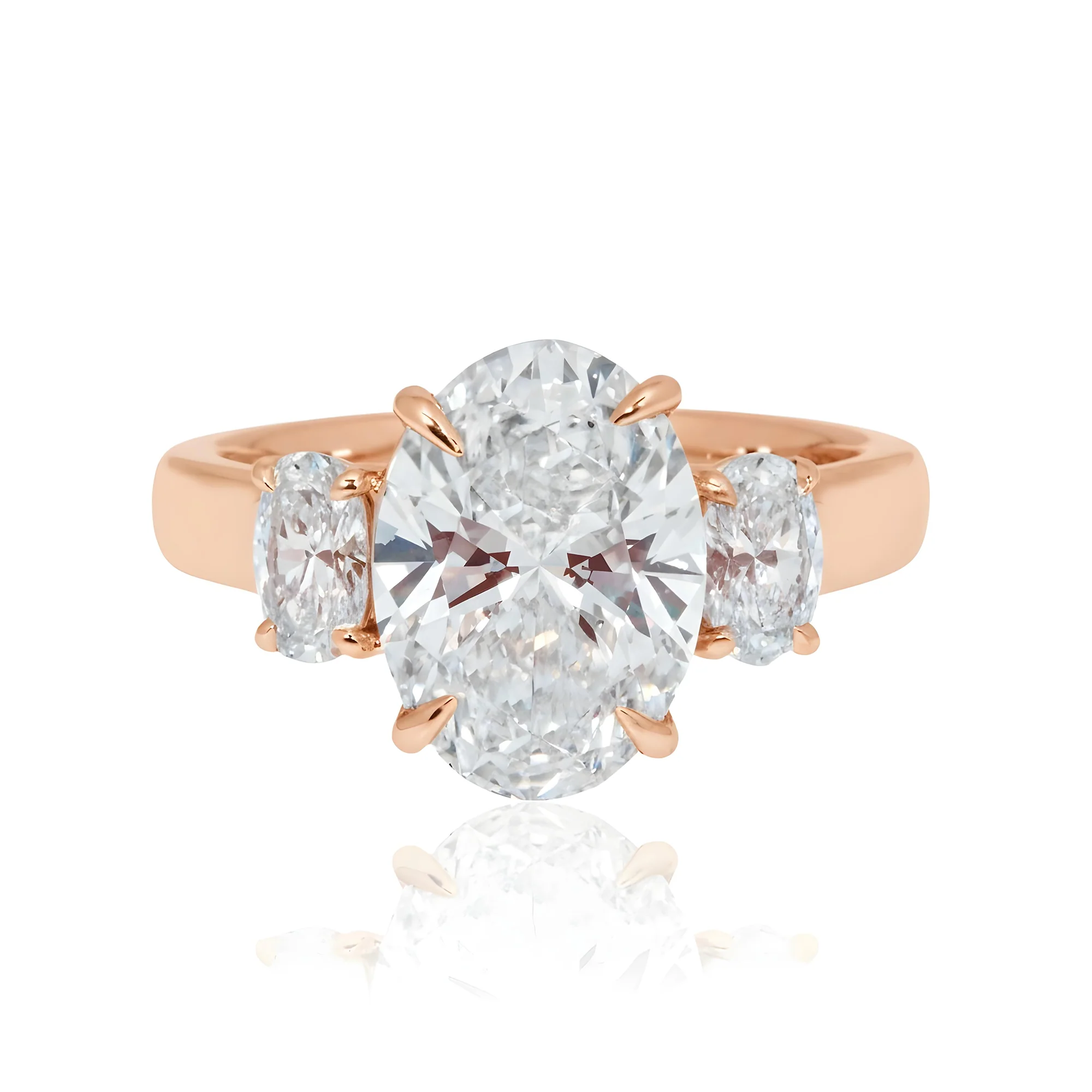 Platinum 3.33ct Triple Oval Cut Diamond Engagement Ring 4.03ctw - Image 9