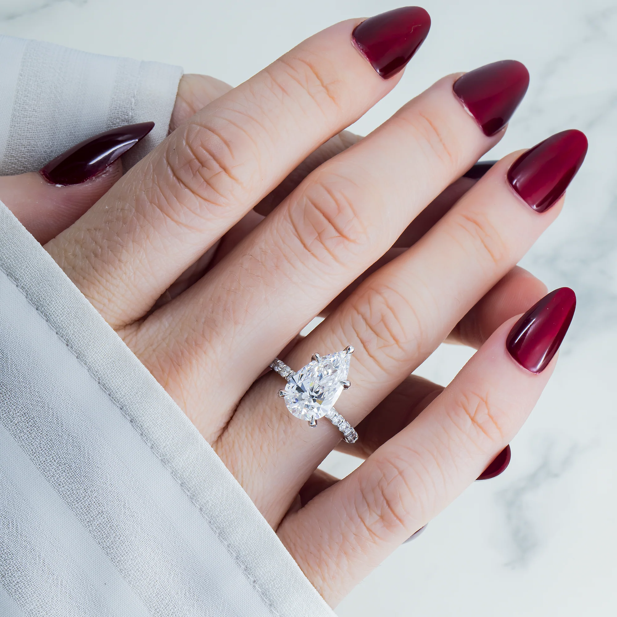 GIA Platinum 3.37ct Pear Cut Diamond Engagement Ring 4.17ctw - Image 2