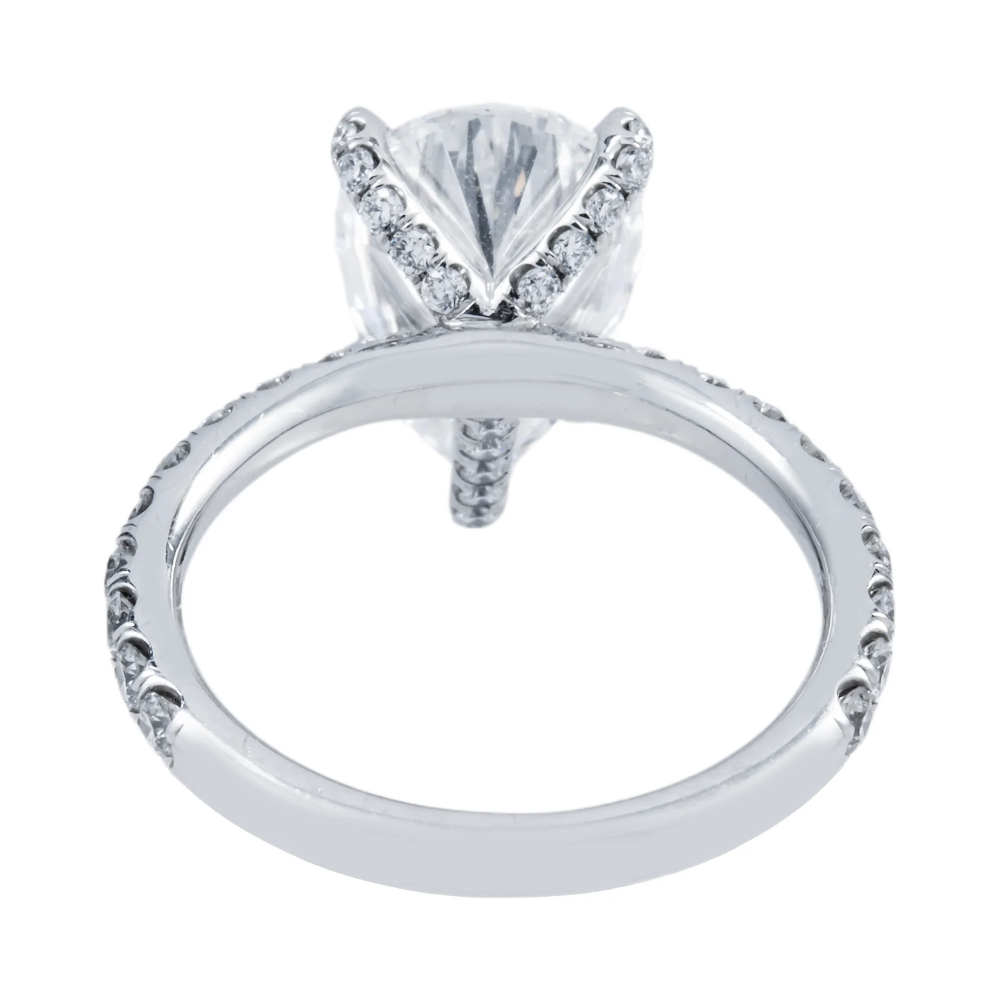 GIA Platinum 3.37ct Pear Cut Diamond Engagement Ring 4.17ctw - Image 5