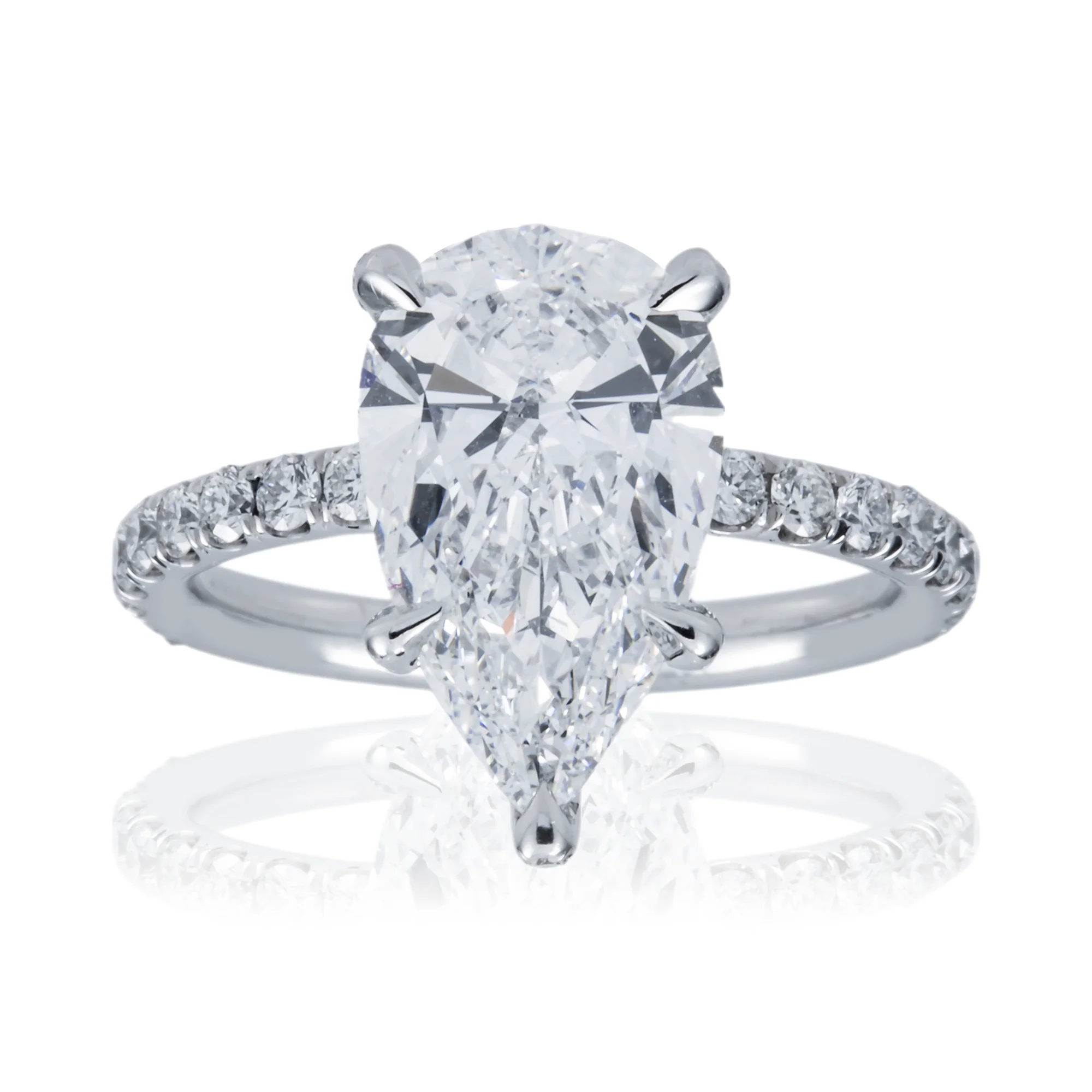 GIA Platinum 3.37ct Pear Cut Diamond Engagement Ring 4.17ctw - Image 7