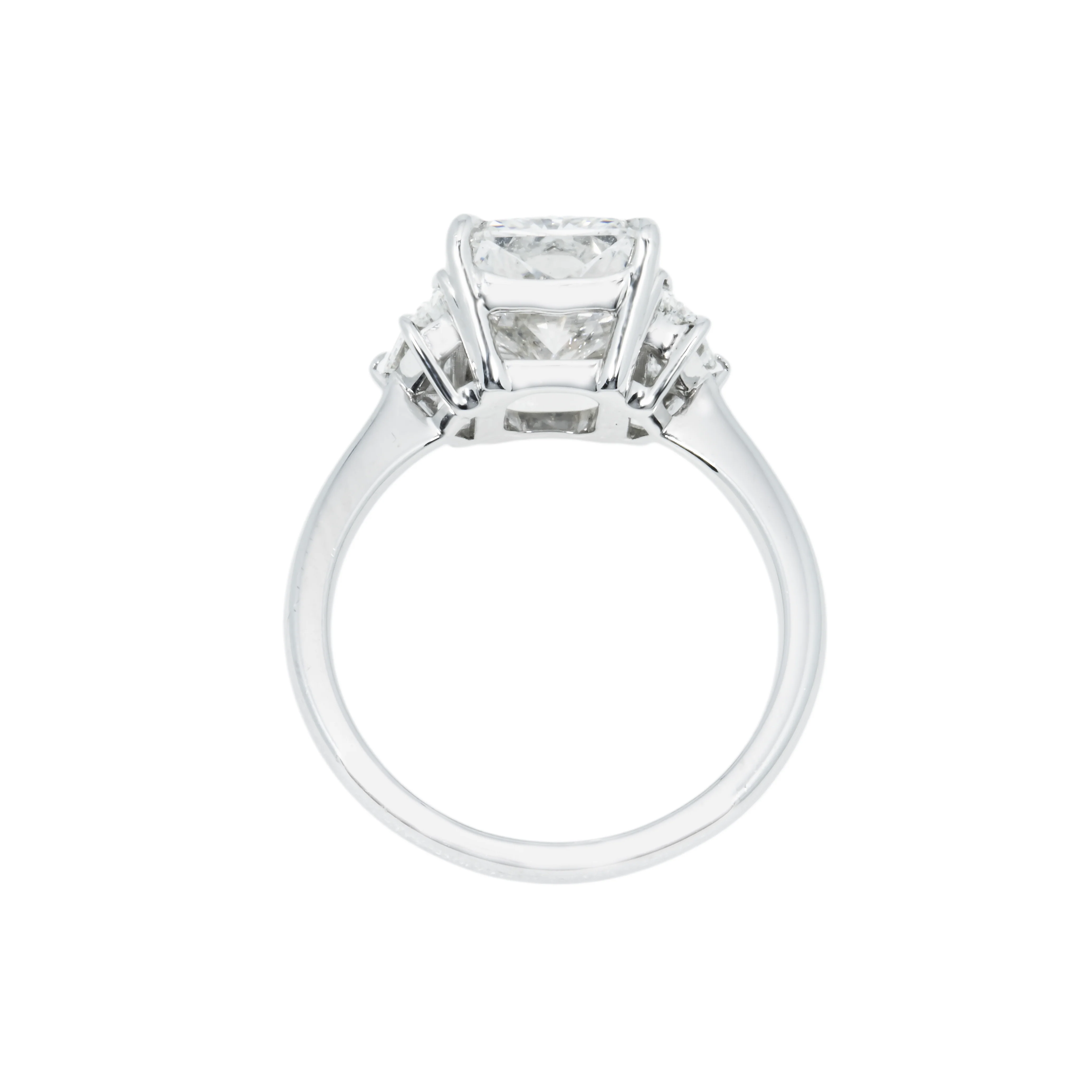 Platinum 3.57 Radiant Cut Triple Diamond Engagement Ring 4.17ctw - Image 6