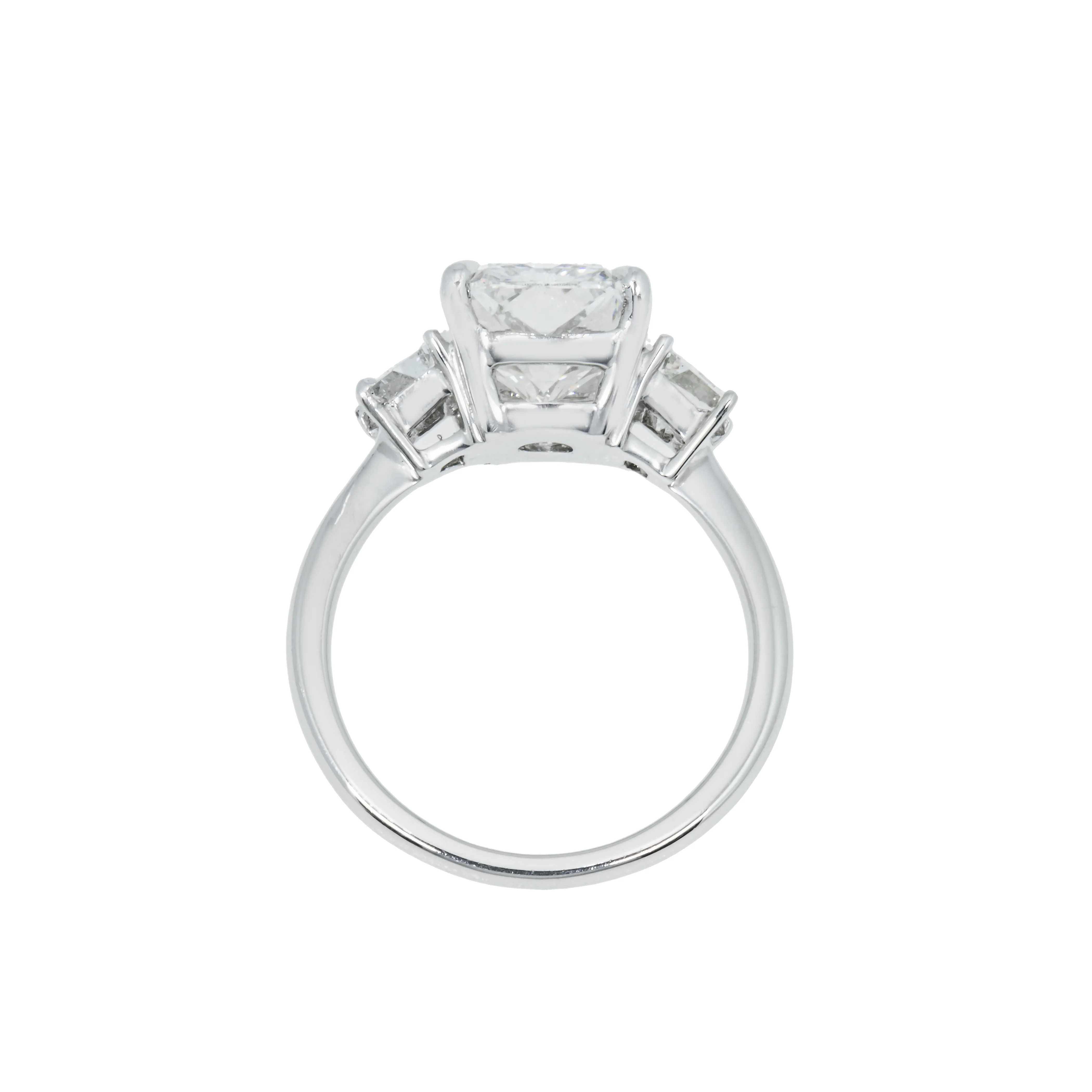 Platinum 3.72ct Radiant Cut Triple Diamond Engagement Ring 4.38ctw - Image 5