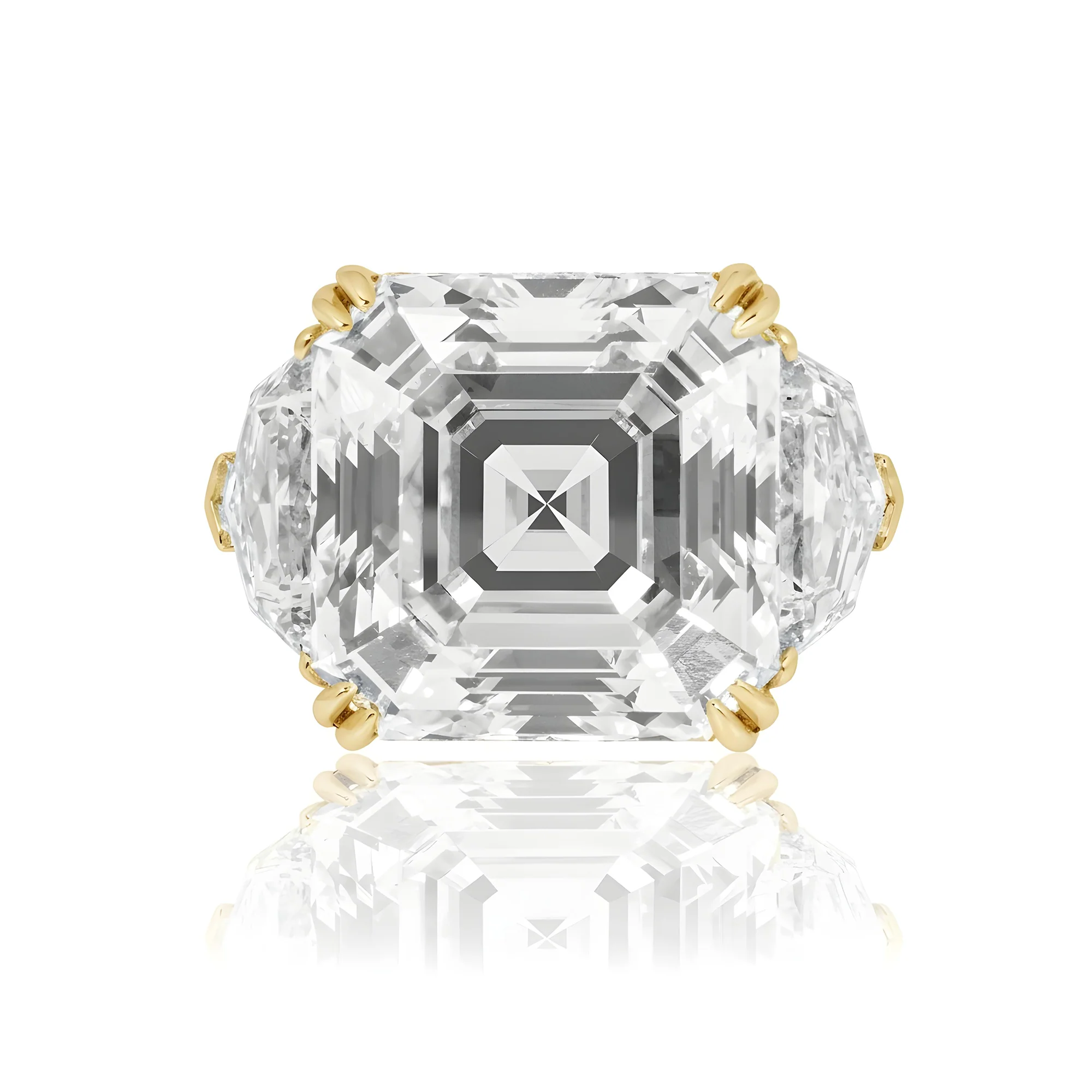 Platinum 30.48ct Asscher cut Triple Diamond Engagement Ring 36.17ctw - Image 10