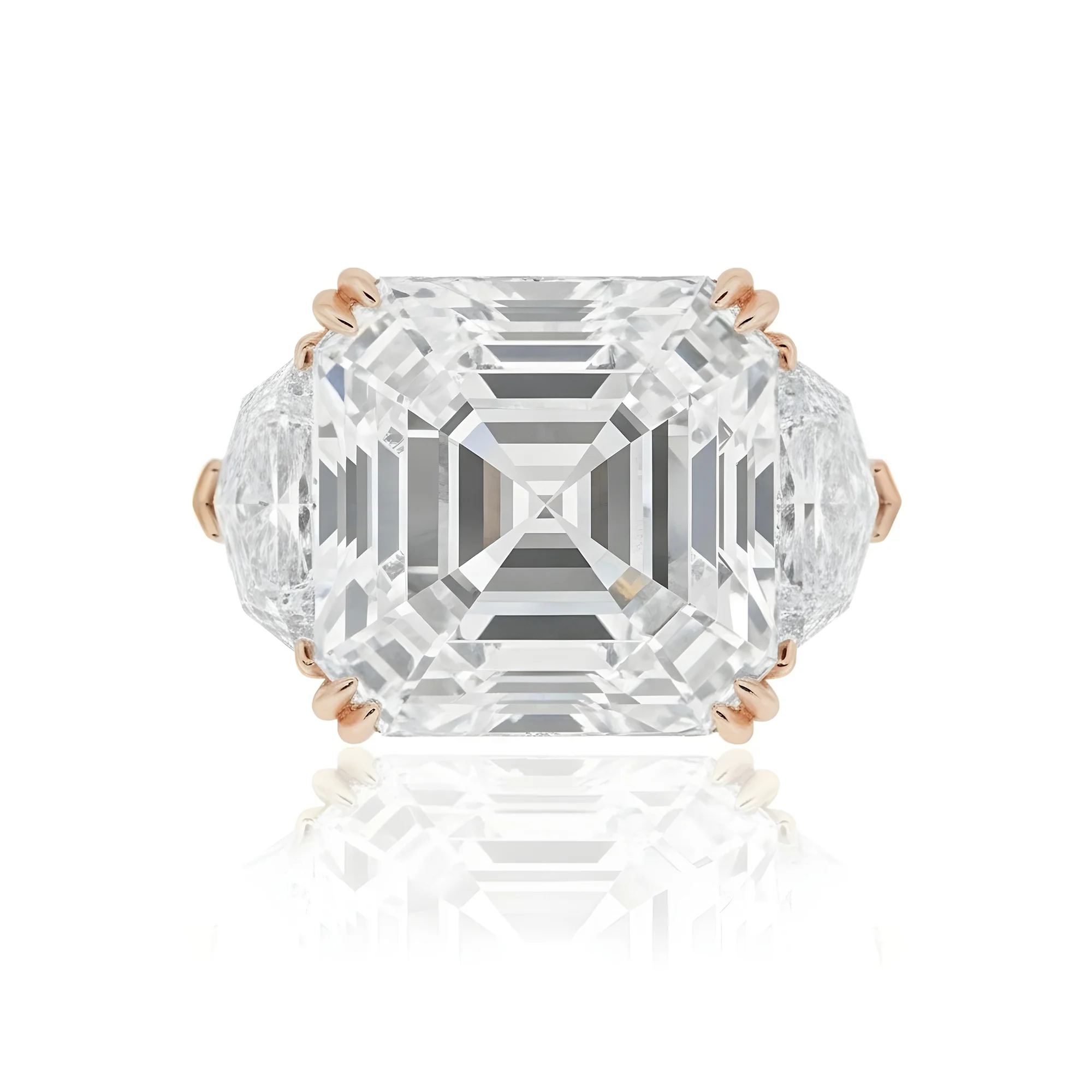 Platinum 30.48ct Asscher cut Triple Diamond Engagement Ring 36.17ctw - Image 12
