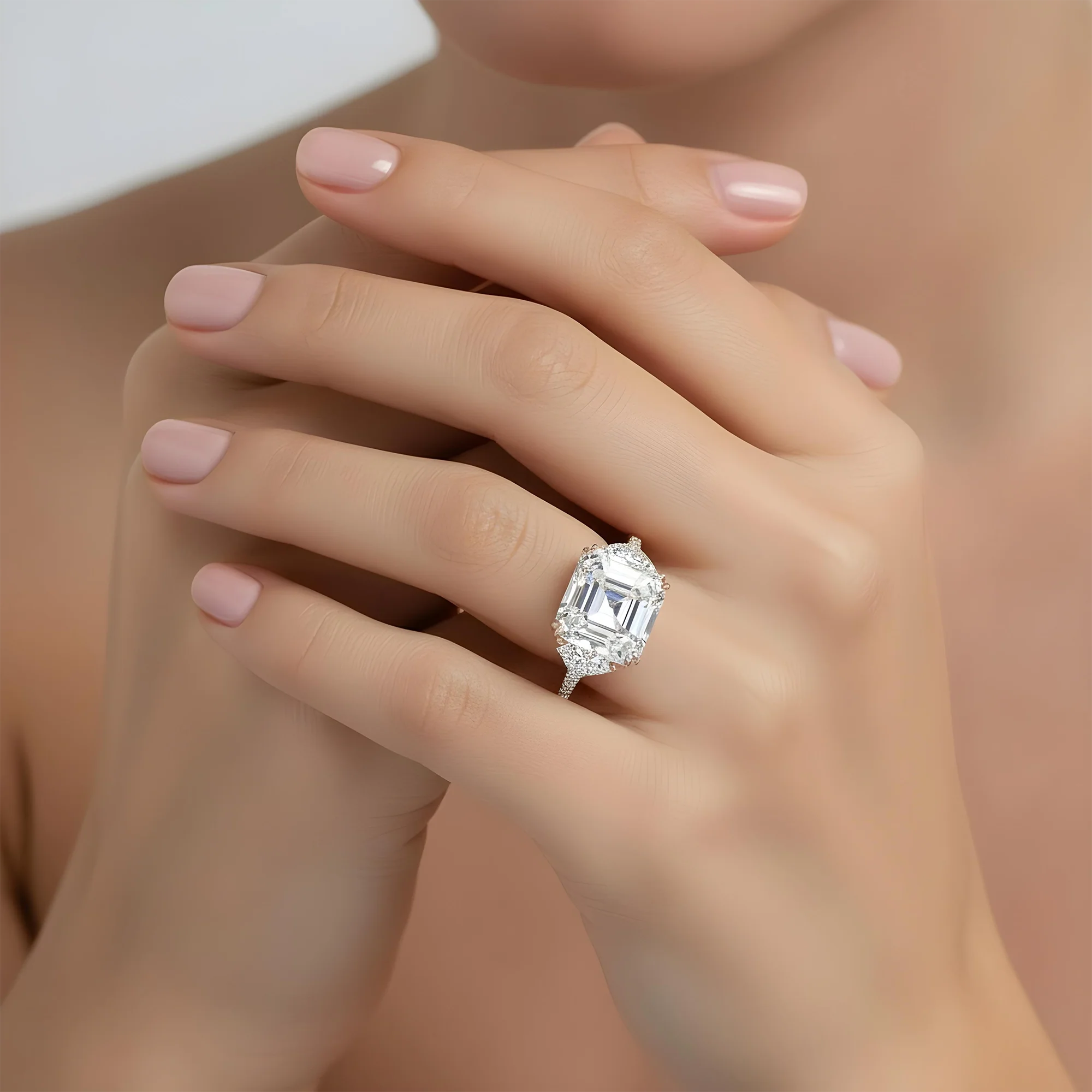 Platinum 30.48ct Asscher cut Triple Diamond Engagement Ring 36.17ctw - Image 13