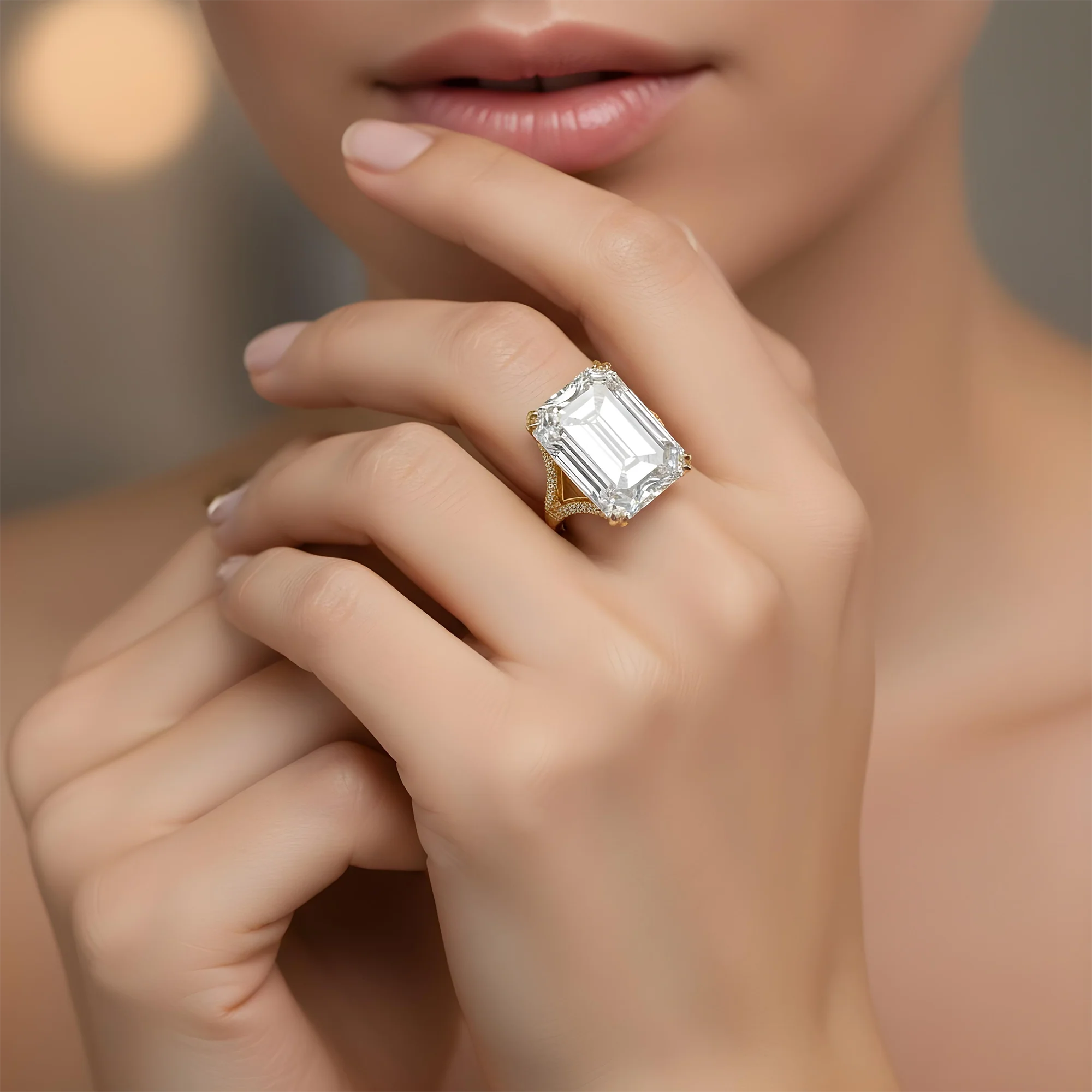 Platinum 31.62ct Emerald Cut Diamond Engagement Ring 33.62ctw - Image 10