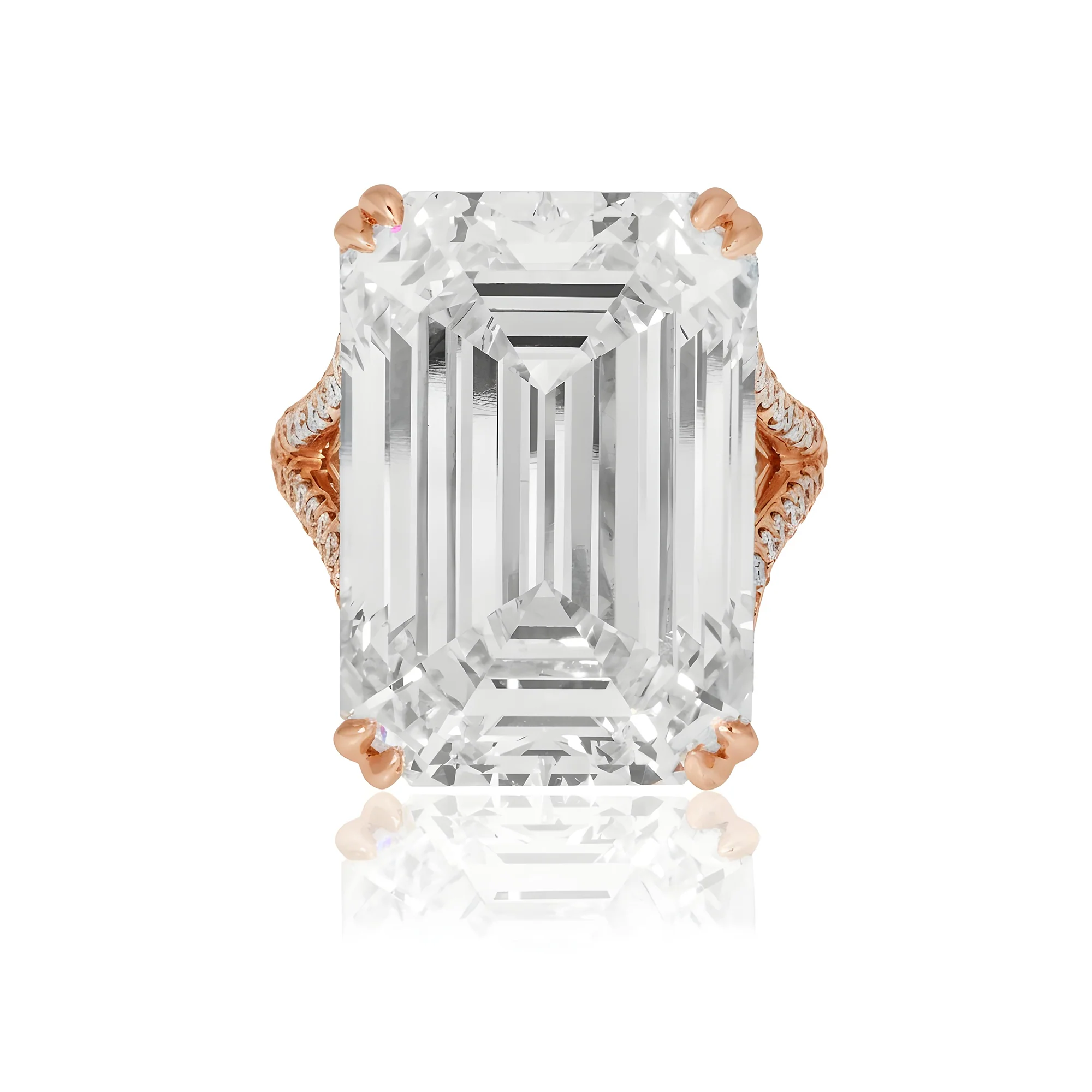 Platinum 31.62ct Emerald Cut Diamond Engagement Ring 33.62ctw - Image 11