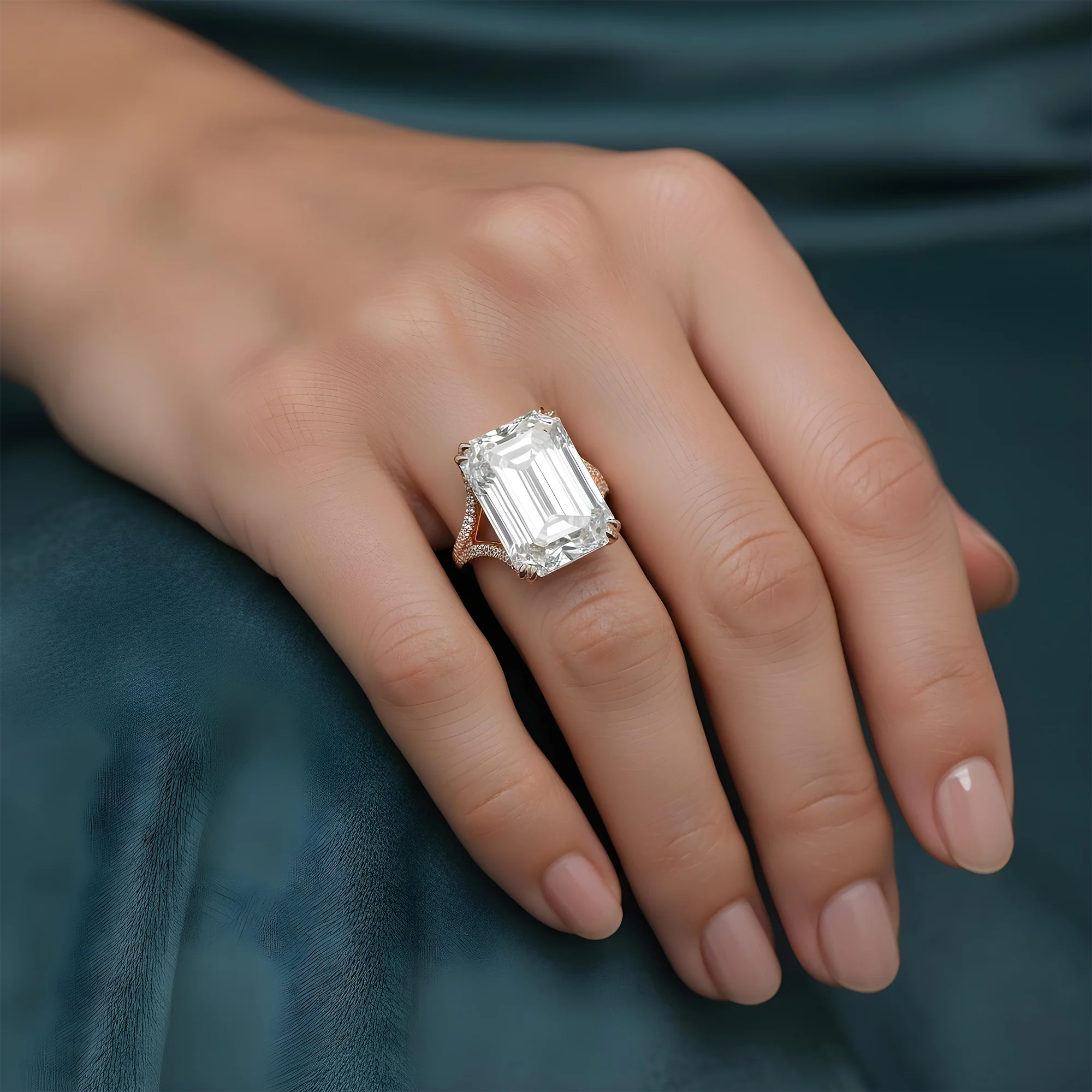 Platinum 31.62ct Emerald Cut Diamond Engagement Ring 33.62ctw - Image 12
