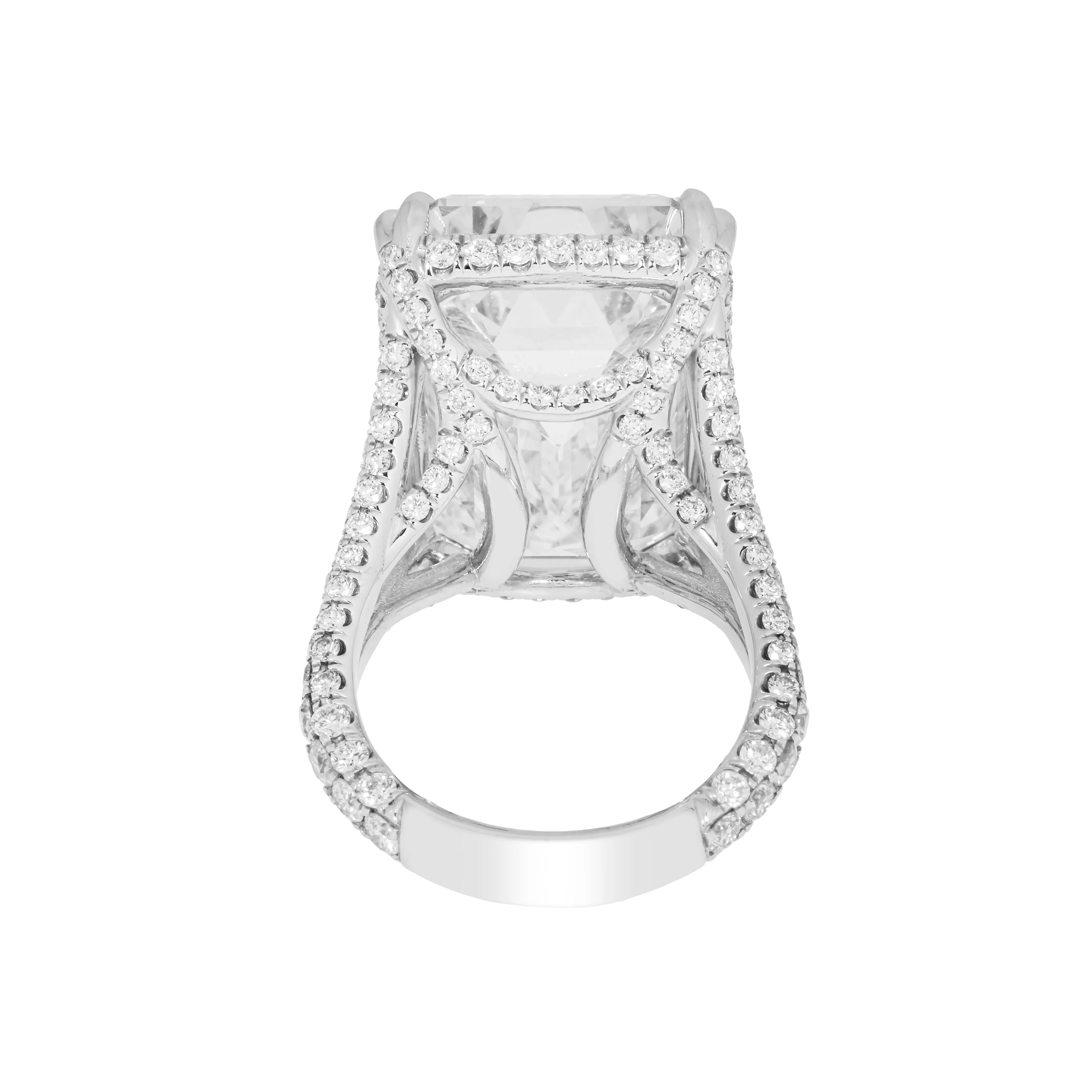 Platinum 31.62ct Emerald Cut Diamond Engagement Ring 33.62ctw - Image 5
