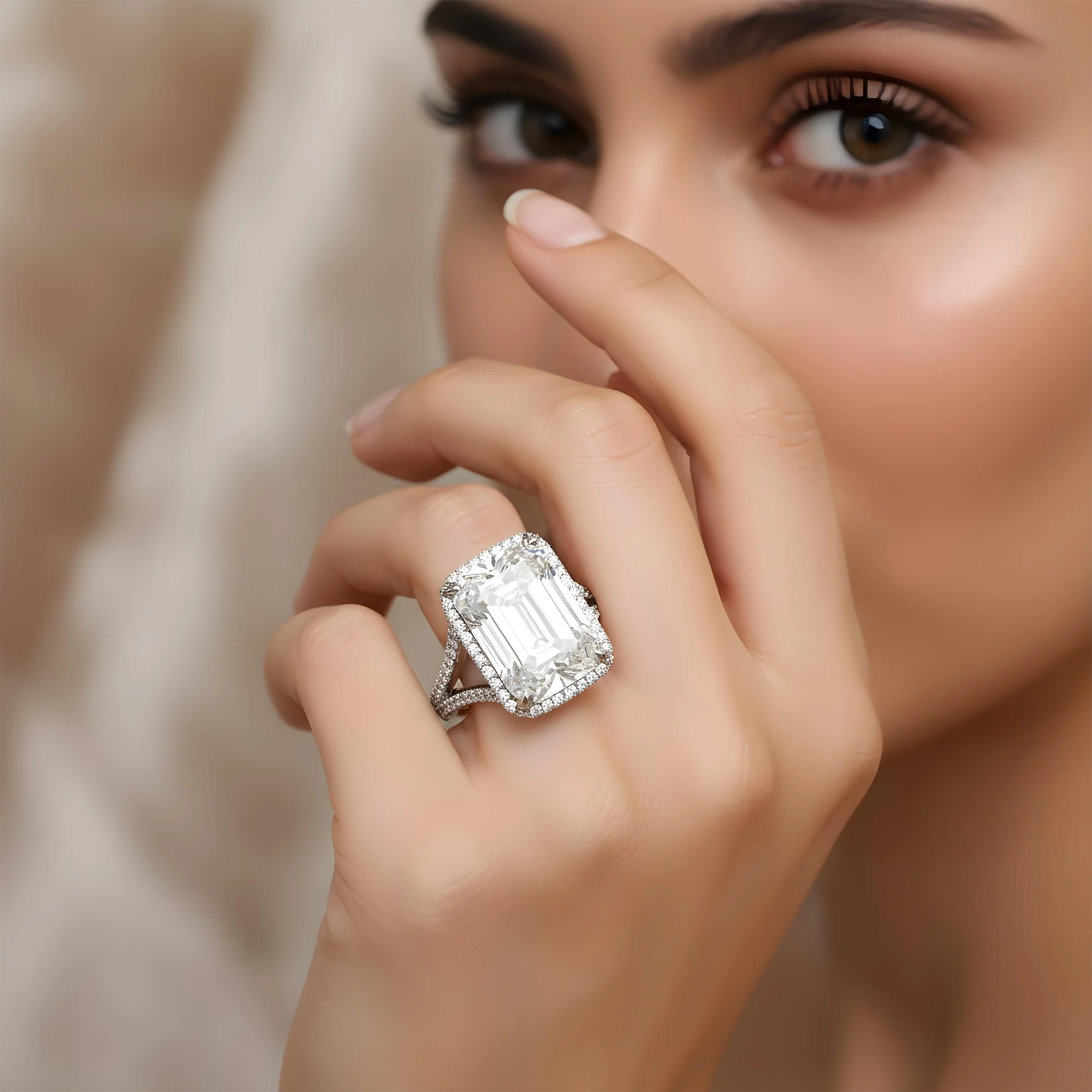 Platinum 31.62ct Emerald Cut Diamond Engagement Ring 33.62ctw - Image 7