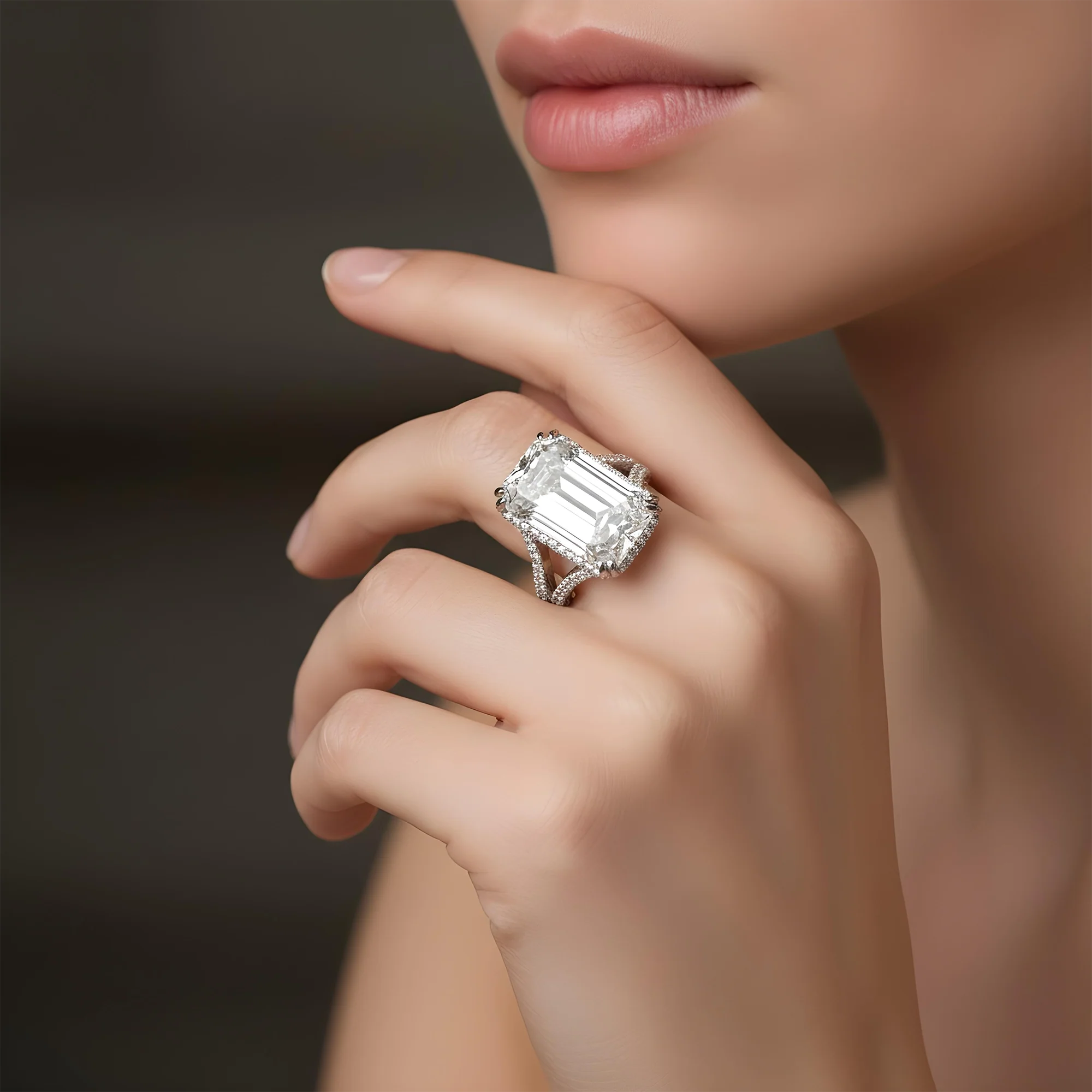 Platinum 31.62ct Emerald Cut Diamond Engagement Ring 33.62ctw - Image 8