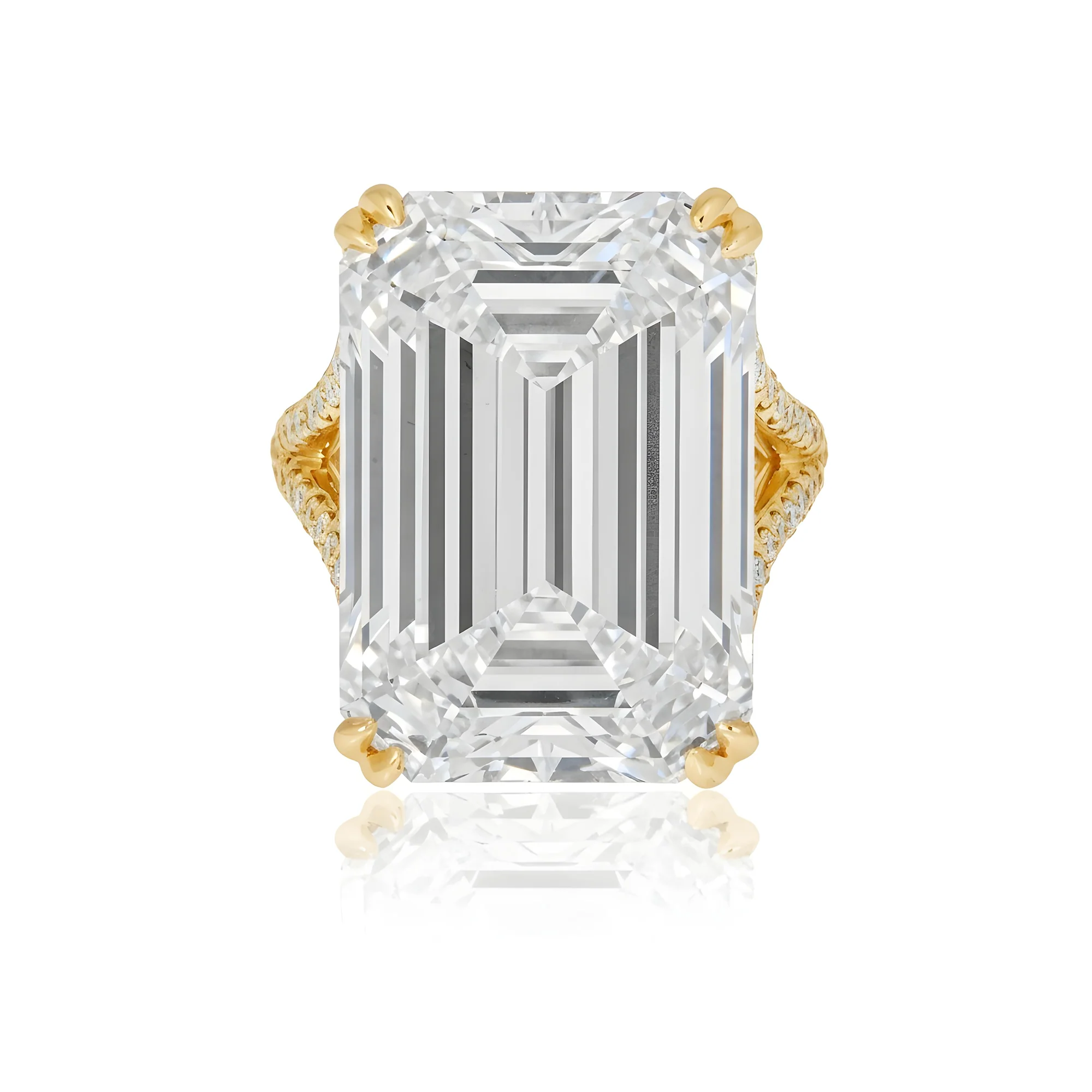 Platinum 31.62ct Emerald Cut Diamond Engagement Ring 33.62ctw - Image 9