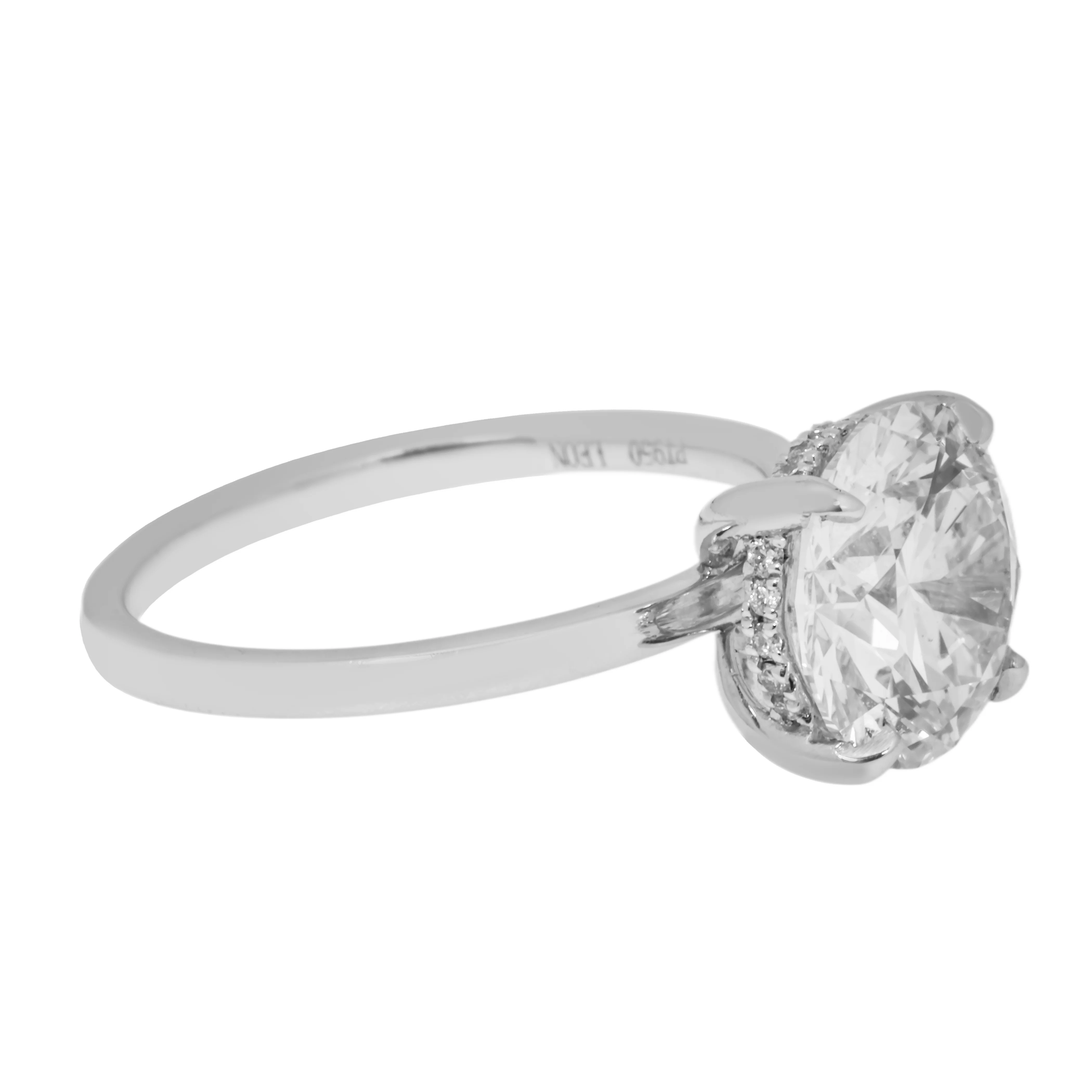 GIA Platinum 3ct Round Cut Solitaire Diamond Engagement Ring 3.09ctw - Image 4