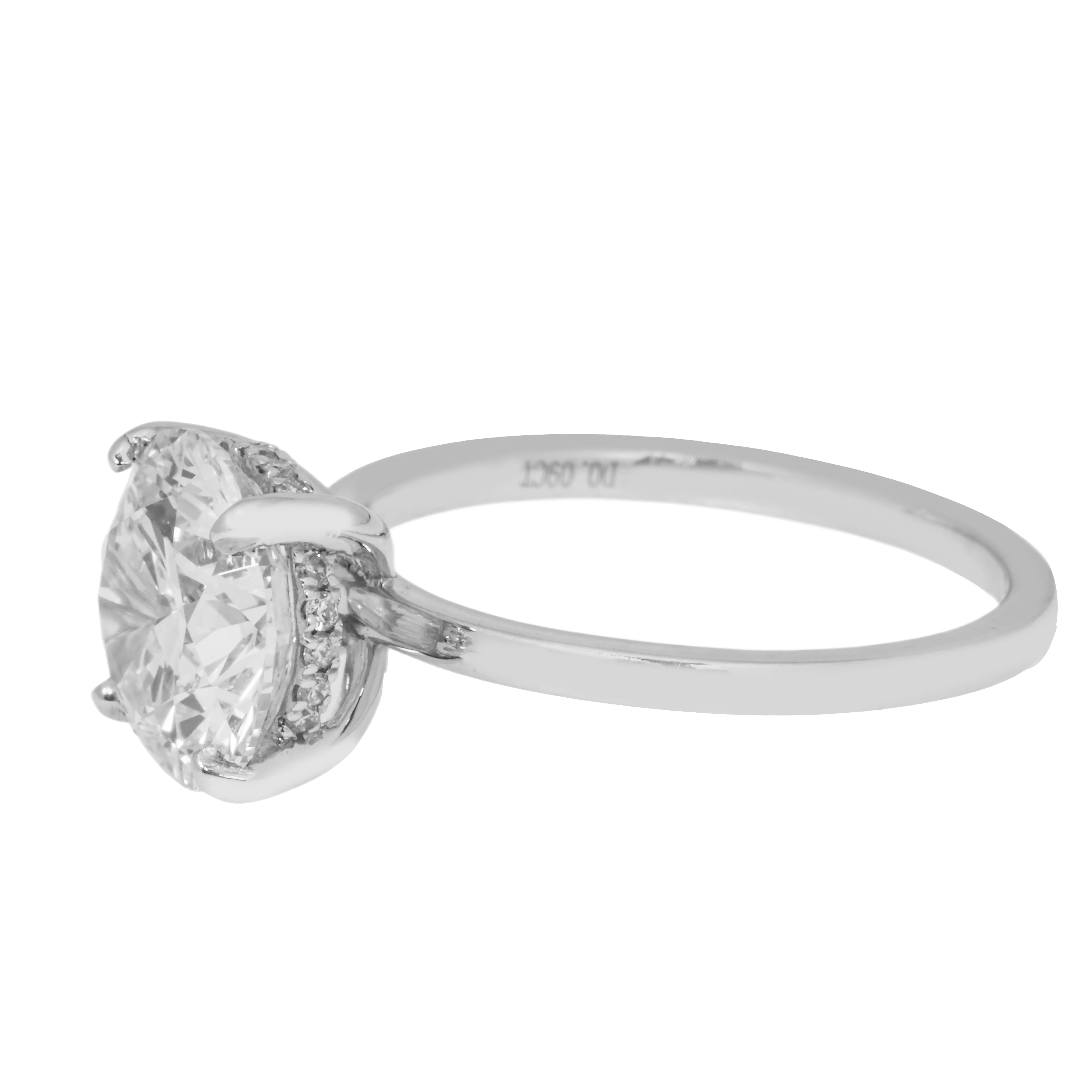 GIA Platinum 3ct Round Cut Solitaire Diamond Engagement Ring 3.09ctw - Image 6