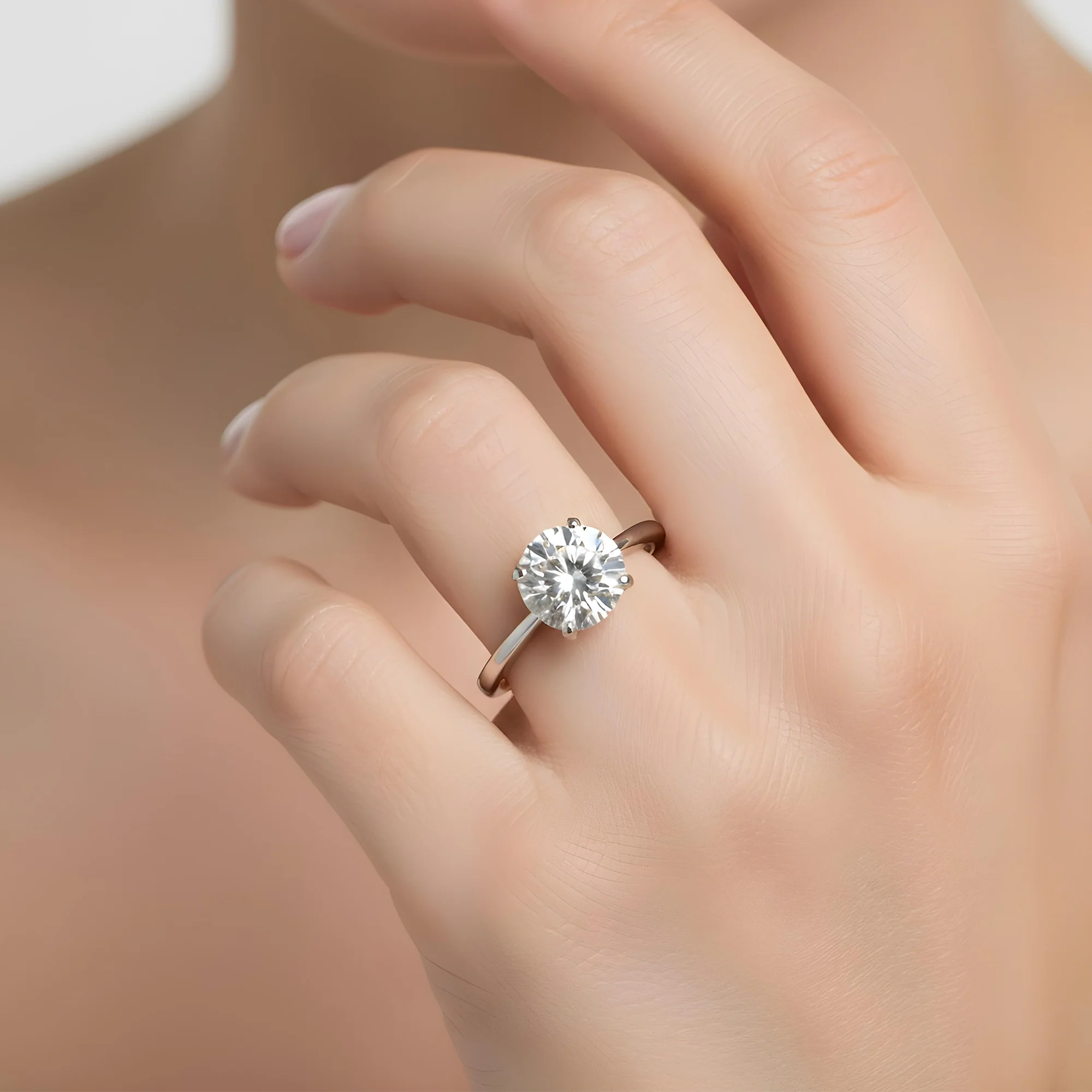 GIA Platinum 3ct Round Cut Solitaire Diamond Engagement Ring 3.09ctw - Image 8