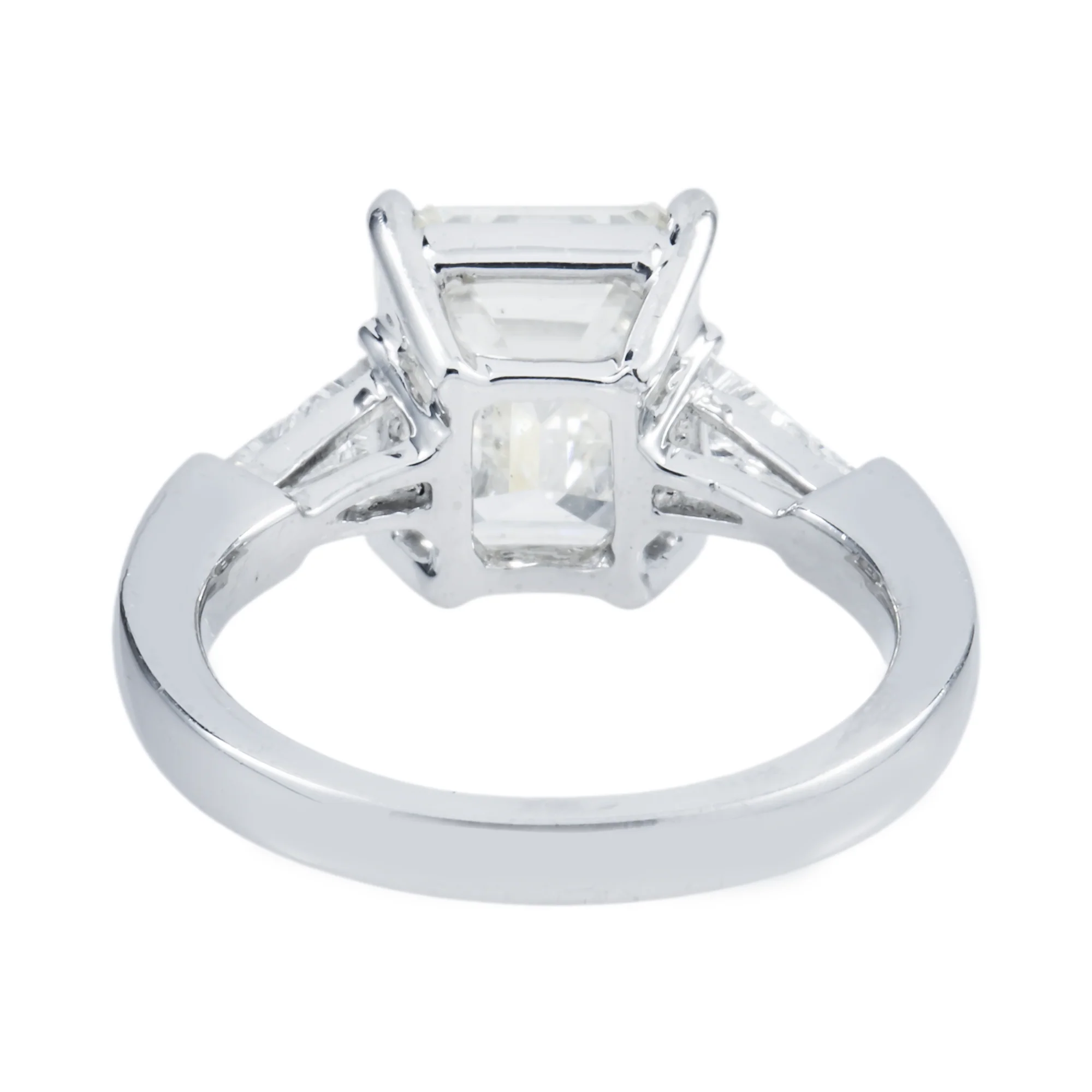 Platinum 4.02ct Emerald Cut Diamond Engagement Ring 4.46ctw - Image 4