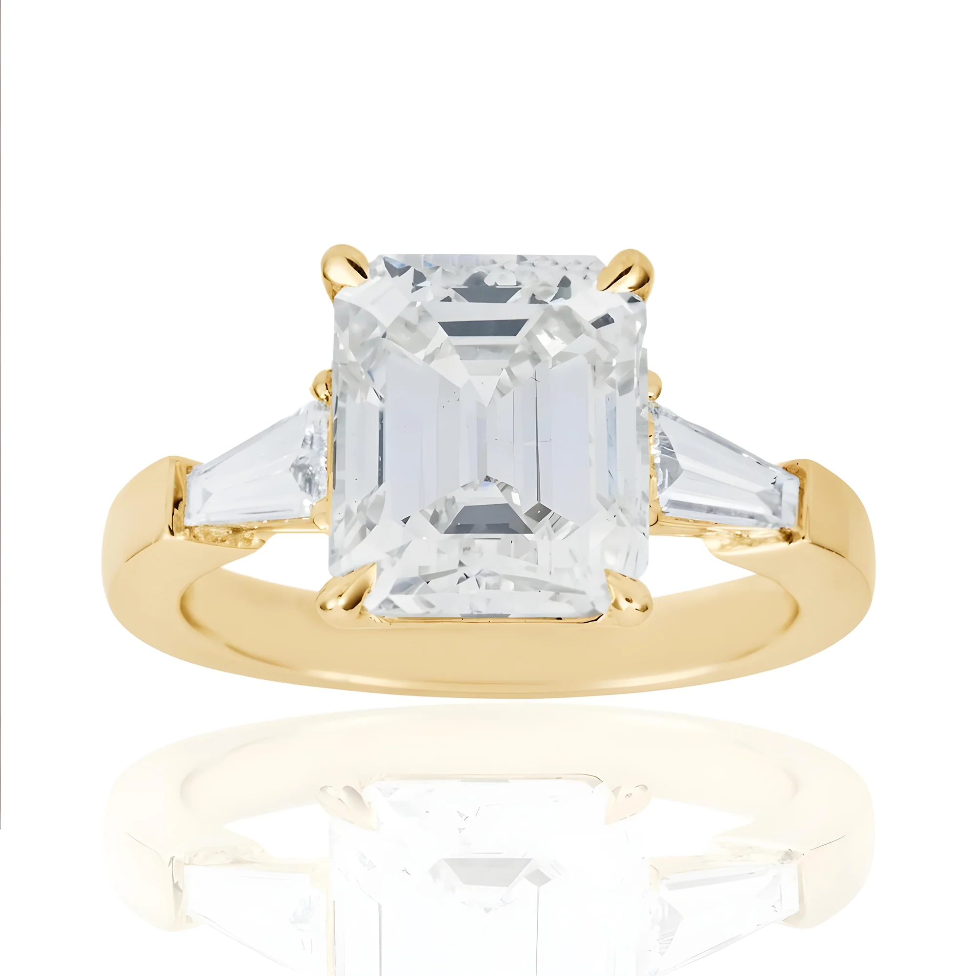 Platinum 4.02ct Emerald Cut Diamond Engagement Ring 4.46ctw - Image 6